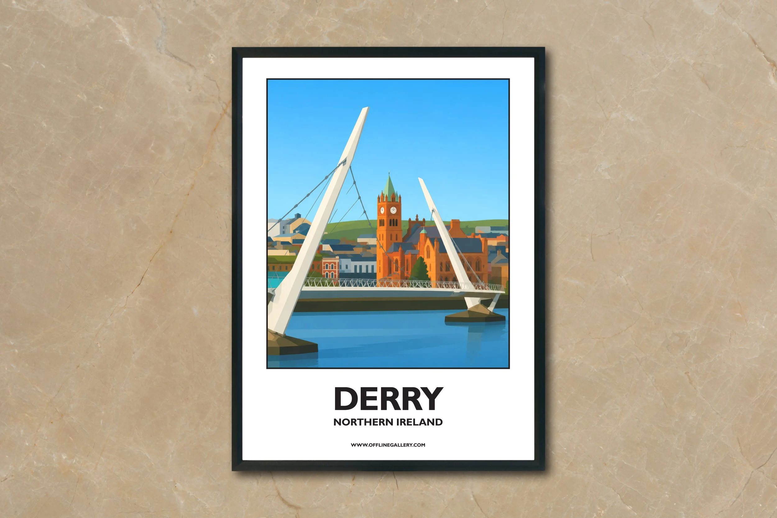 A4.2 - Stunning poster of historic Derry for sale, perfect for art lovers and collectors. Ideal for home or office, this artwork brings a touch of Northern Ireland's natural beauty to any setting.