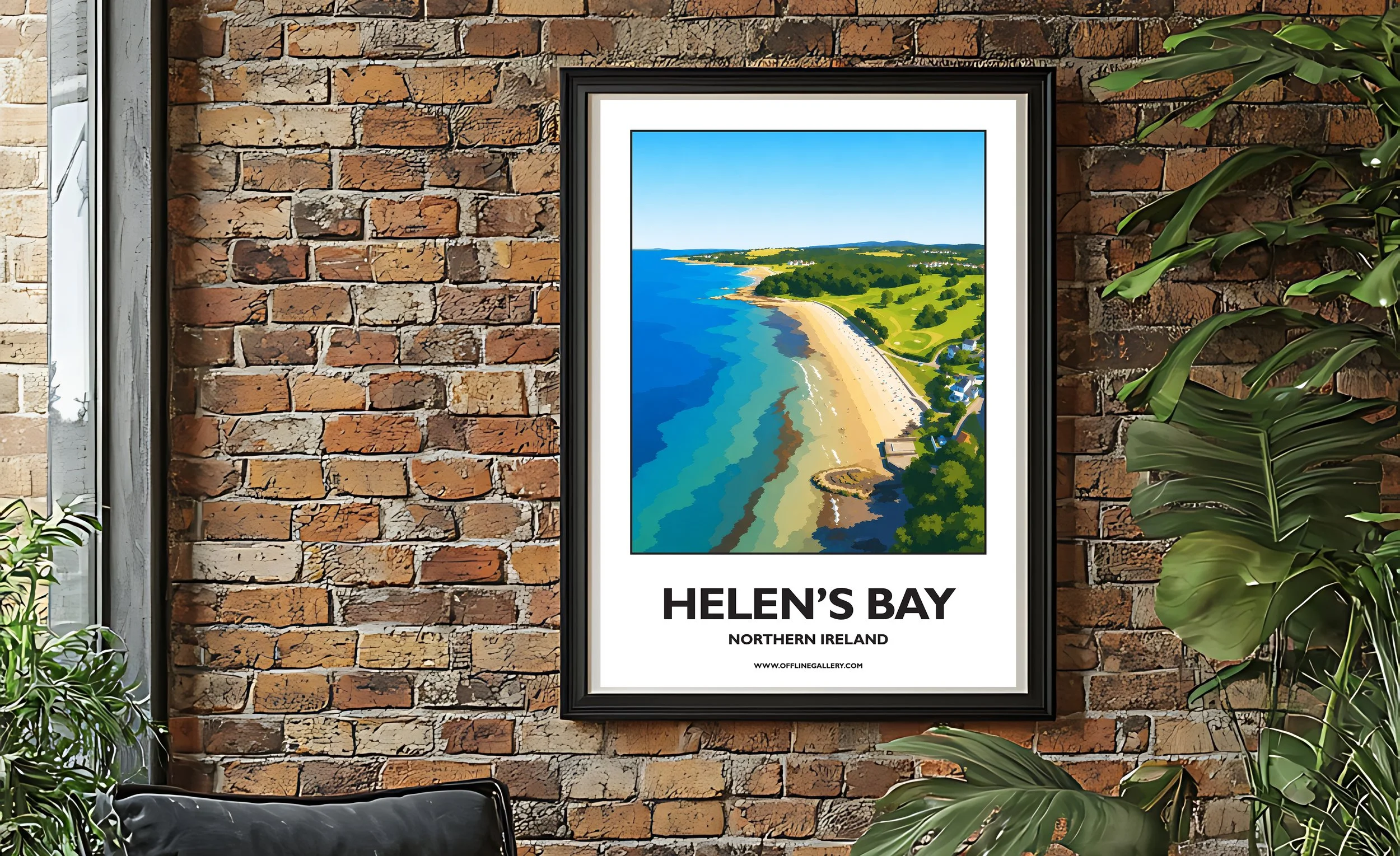 A2.2 - Stunning poster of Helen’s Bay for sale, perfect for art lovers and collectors. Ideal for home or office, this artwork brings a touch of Northern Ireland's natural charm to any setting.