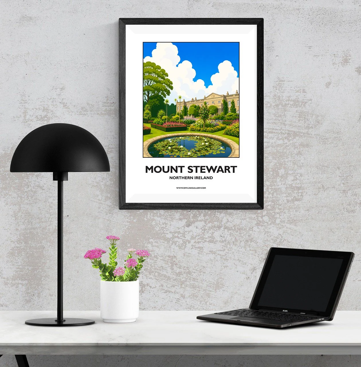 A3.1 - Beautiful poster of historic Mount Stewart for sale, perfect for art lovers and collectors. This artwork brings the beauty of Northern Ireland to any setting, home or office.