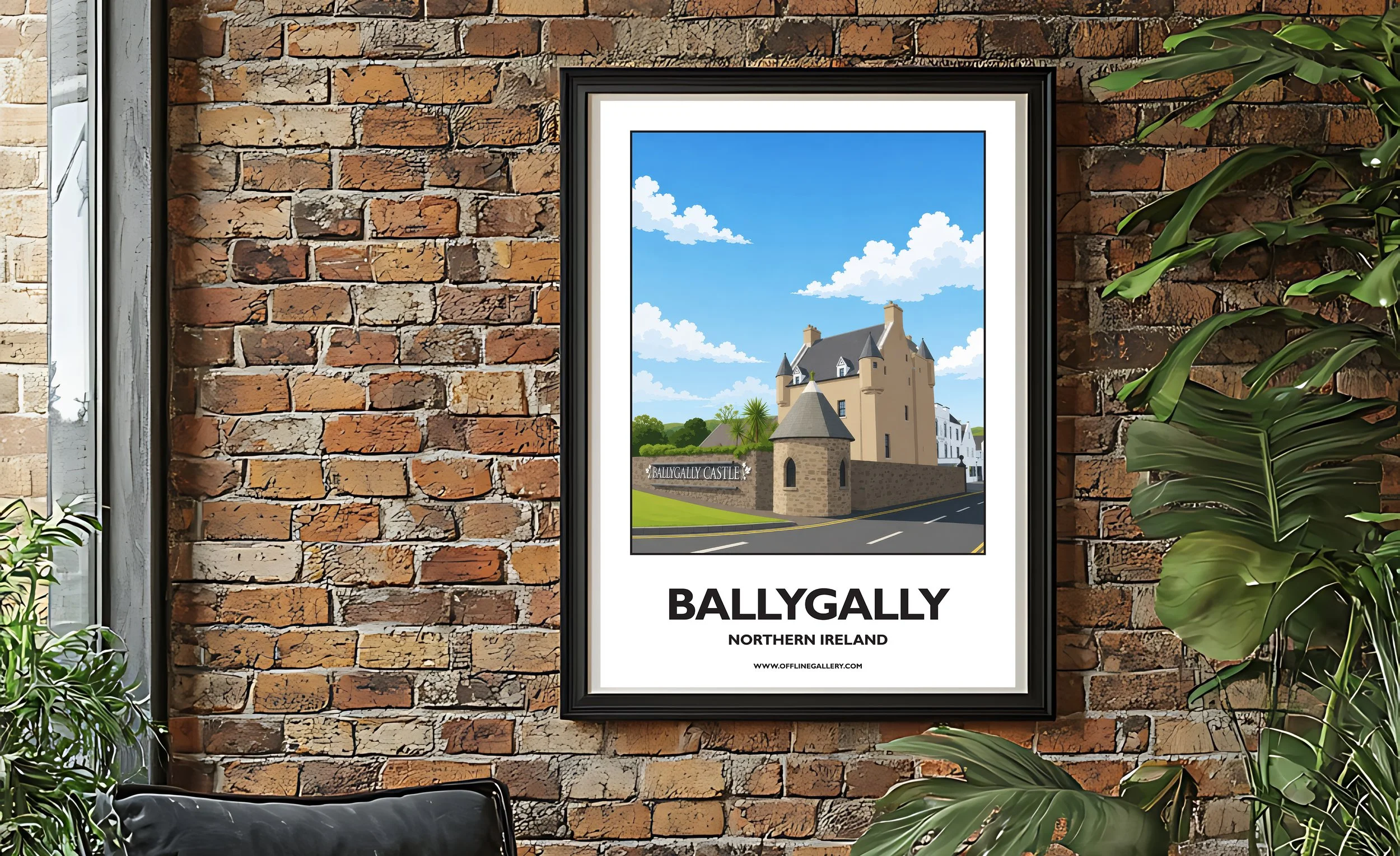 A2.2 - Stunning poster of Ballygally Castle for sale, perfect for art lovers and collectors. Ideal for home or office, this artwork brings a touch of Northern Ireland's natural charm to any setting.