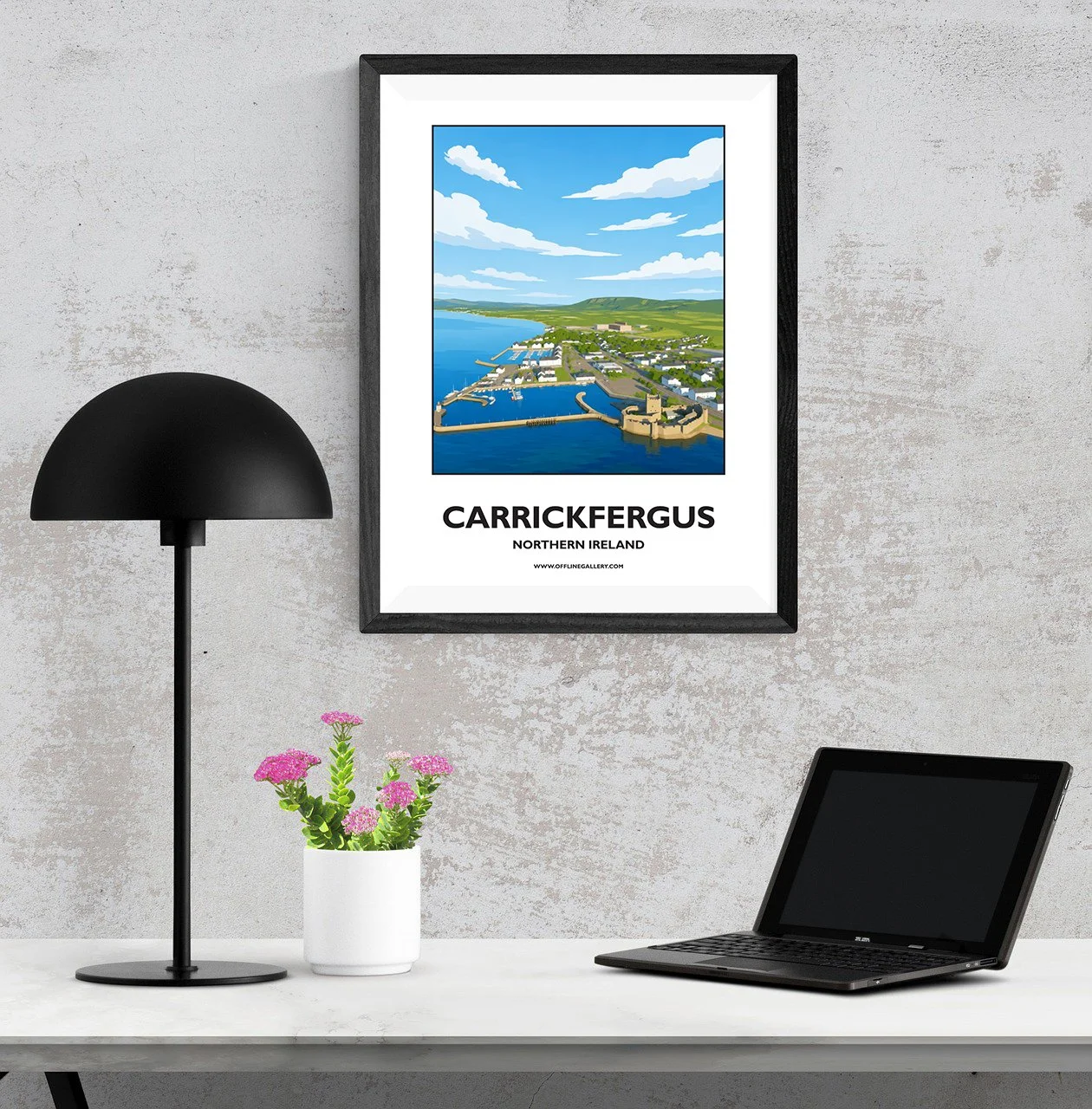 A3.1 - Stunning poster of Carrickfergus for sale, perfect for art lovers and collectors. Ideal for home or office, this artwork brings a touch of Northern Ireland's natural charm to any setting.