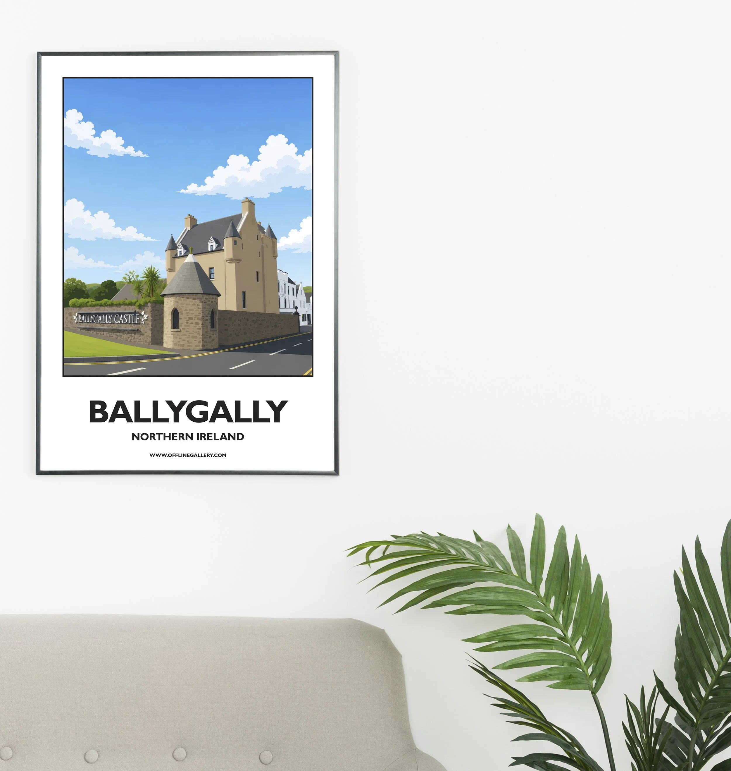 A2.1 - Stunning poster of Ballygally Castle for sale, perfect for art lovers and collectors. Ideal for home or office, this artwork brings a touch of Northern Ireland's natural charm to any setting.