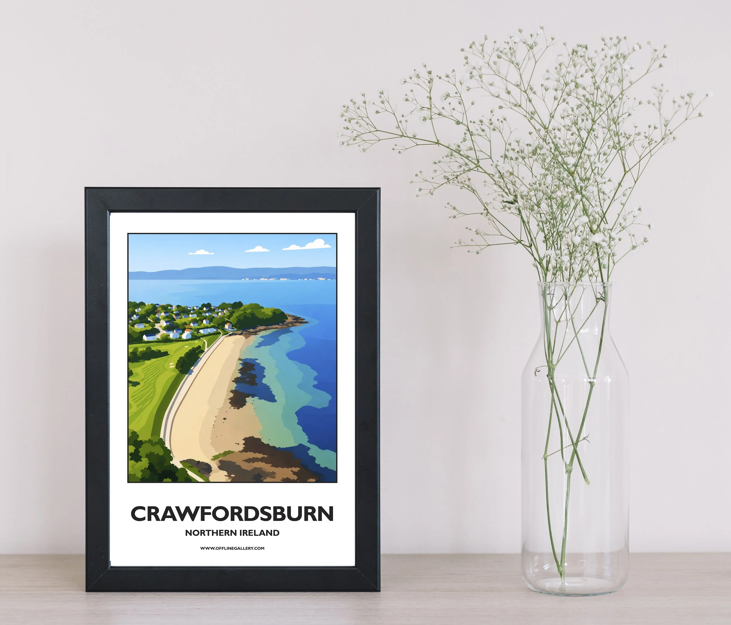 A4.1 - Stunning poster of Crawfordsburn for sale, perfect for art lovers and collectors. Ideal for home or office, this artwork brings a touch of Northern Ireland's natural charm to any setting.
