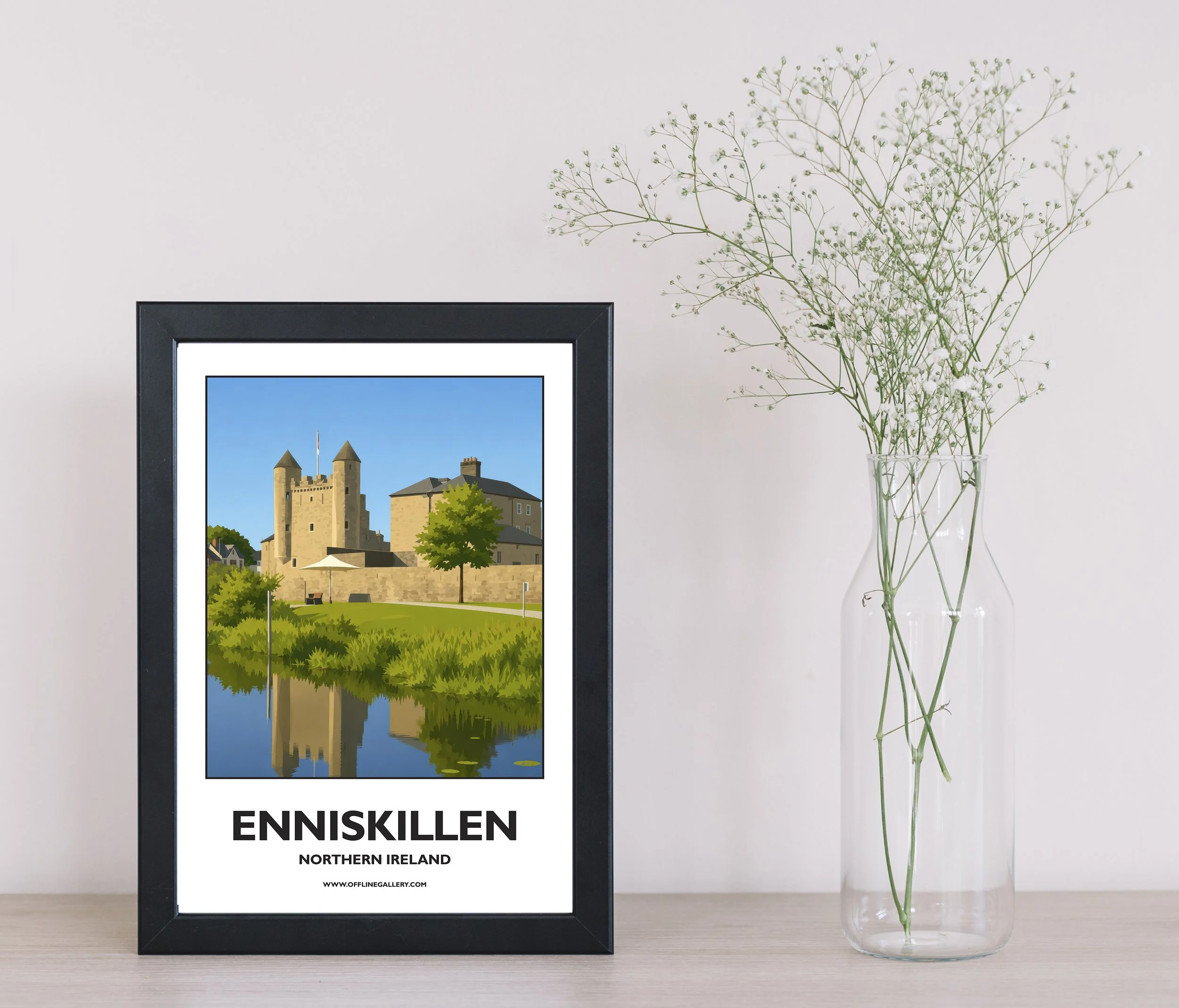 A4.1 - Stunning poster of Enniskillen for sale, perfect for art lovers and collectors. Ideal for home or office, this artwork brings a touch of Northern Ireland's natural charm to any setting.