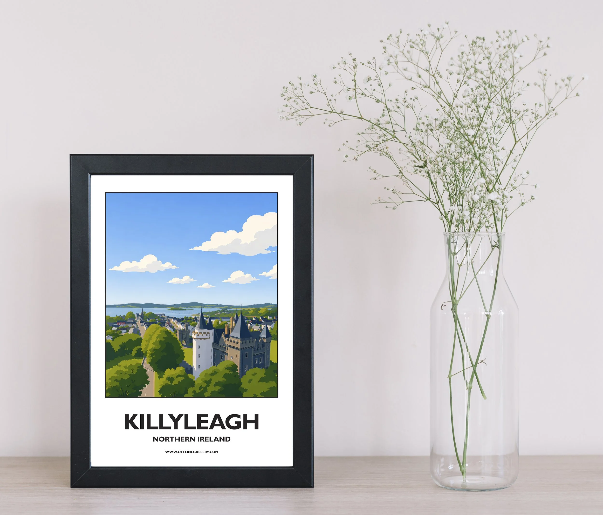 A4.1 - Stunning poster of Killyleagh for sale, perfect for art lovers and collectors. Ideal for home or office, this artwork brings a touch of Northern Ireland's natural charm to any setting.
