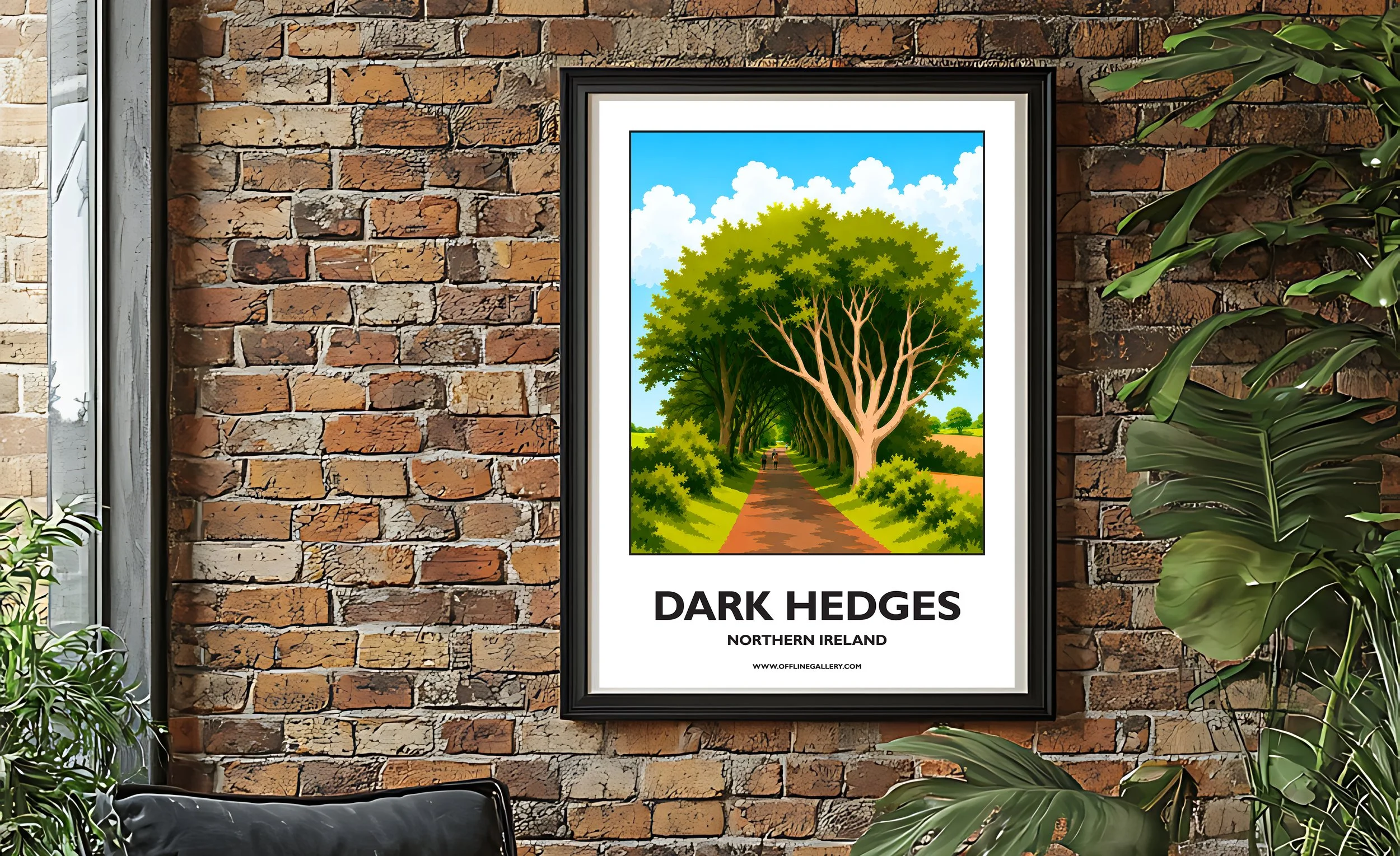 A2.2 - Stunning poster of The Dark Hedges featured in Game of Thrones for sale, perfect for art lovers and collectors. This artwork brings Northern Ireland to any setting, home or office.