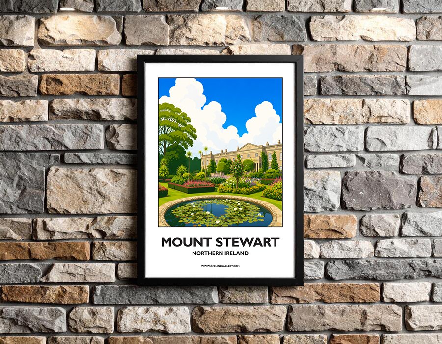 A3.2 - Beautiful poster of historic Mount Stewart for sale, perfect for art lovers and collectors. This artwork brings the beauty of Northern Ireland to any setting, home or office.