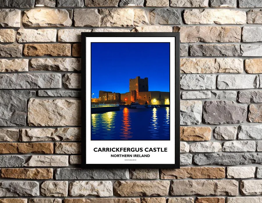 A3.2 - Stunning poster of Carrickfergus Castle for sale, perfect for art lovers and collectors. Ideal for home or office, this artwork brings Northern Ireland's natural charm to any setting.