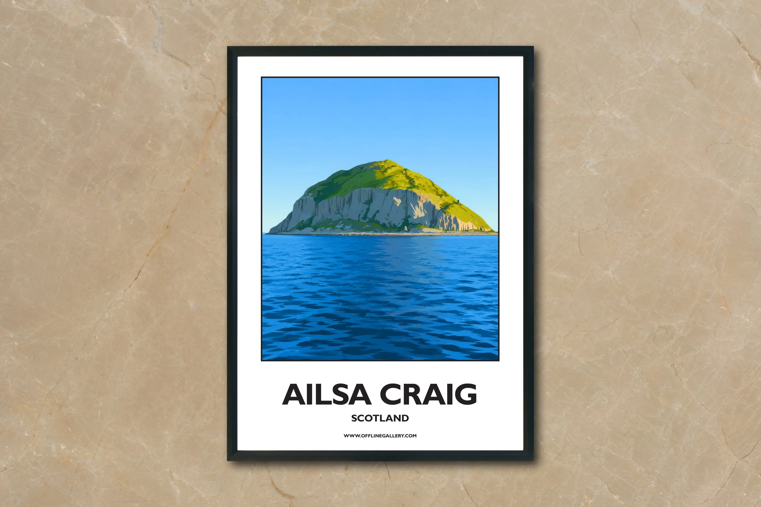 A4.2 - Stunning poster of Ailsa Craig for sale, perfect for art lovers and collectors. Ideal for home or office, this artwork brings a touch of Scotland's natural charm to any setting.