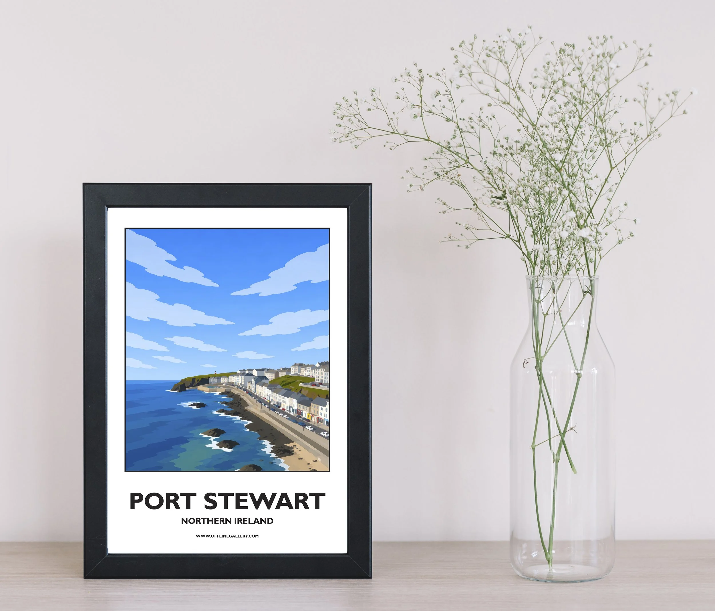 A4.1 - Beautiful poster of the Port Stewart coastline for sale, perfect for art lovers and collectors. Ideal for home or office, this artwork brings a touch of Northern Ireland's charm to any setting.