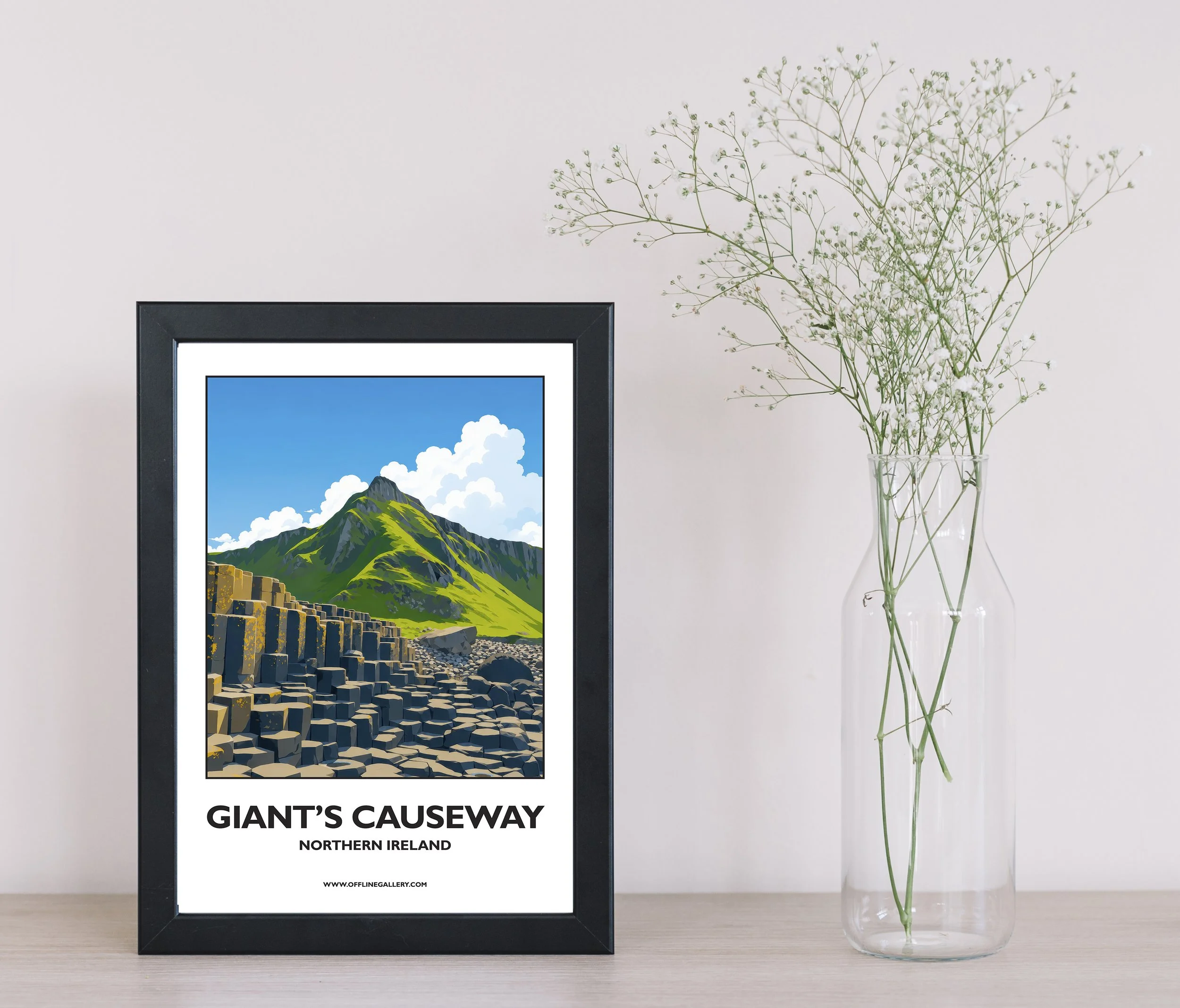 A4.1 - Stunning poster of the iconic Giants Causeway in Antrim for sale, perfect for art lovers and collectors. This artwork brings Northern Ireland to any setting, home or office.