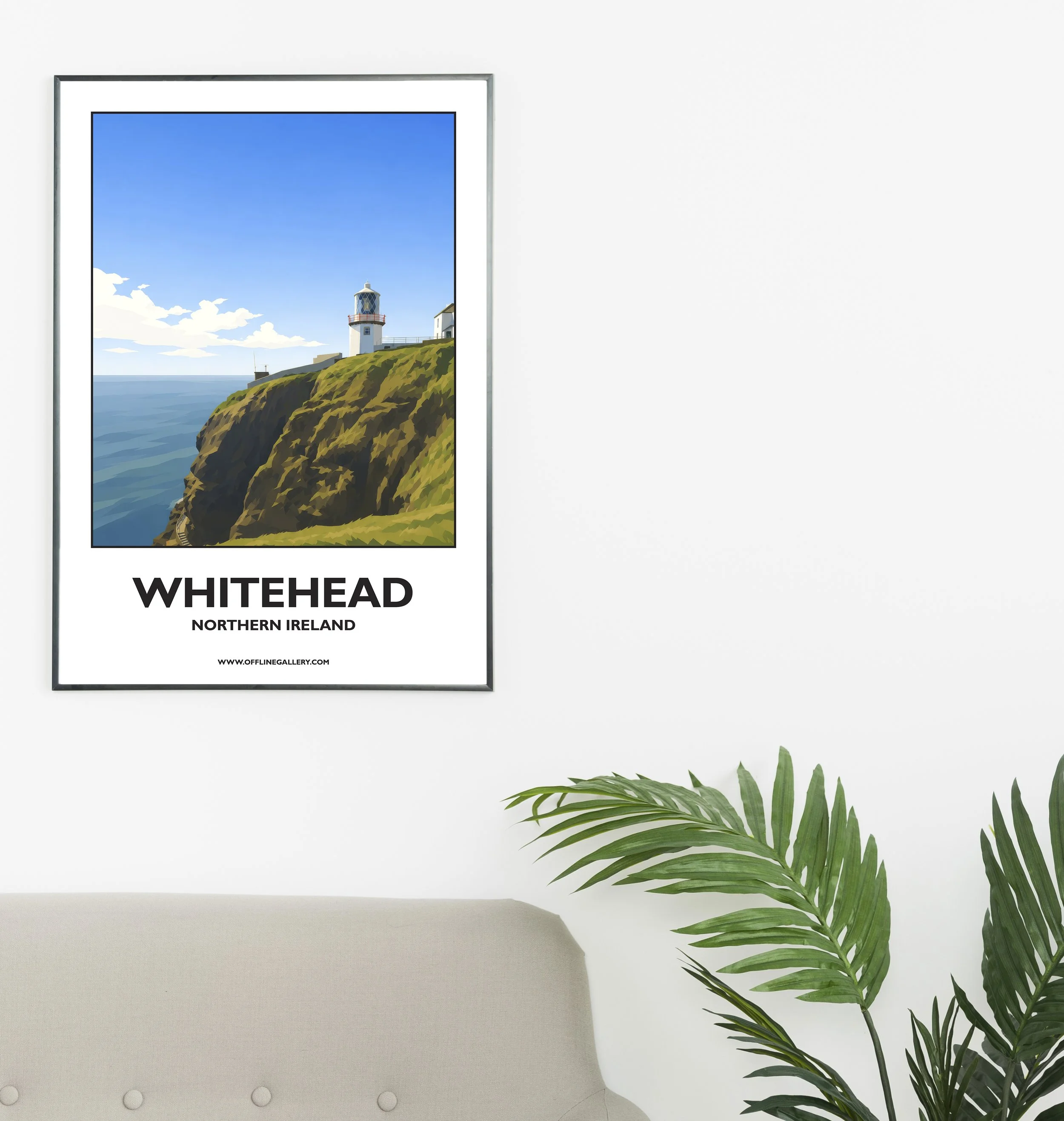 A2.1 - Stunning poster of the iconic Whitehead Lighthouse for sale, perfect for art lovers and collectors. This artwork brings the beauty of Northern Ireland to any setting, home or office.