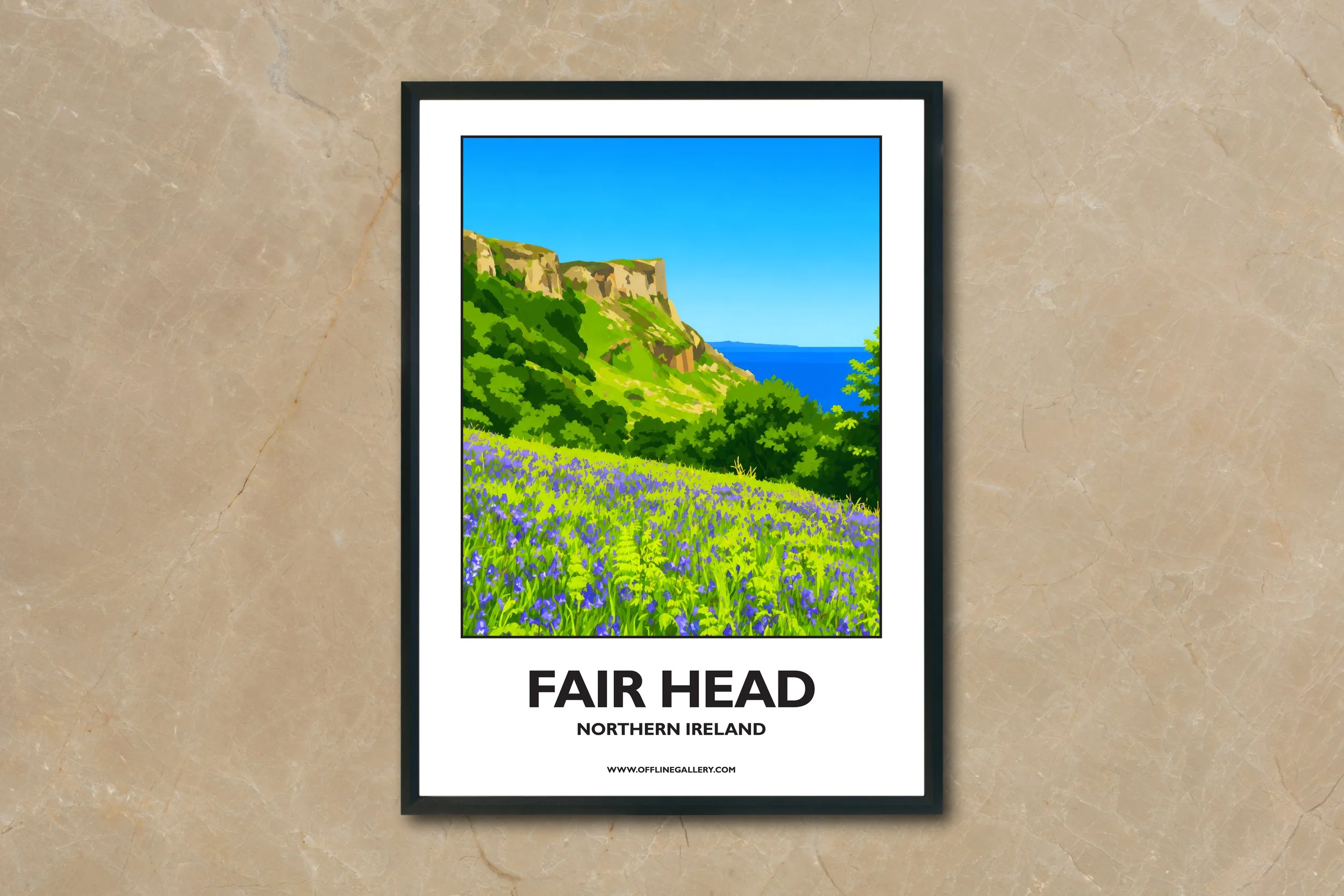 A4.2 - Stunning poster of Fair Head for sale, perfect for art lovers and collectors. Ideal for home or office, this artwork brings a touch of Northern Ireland's natural beauty to any setting.