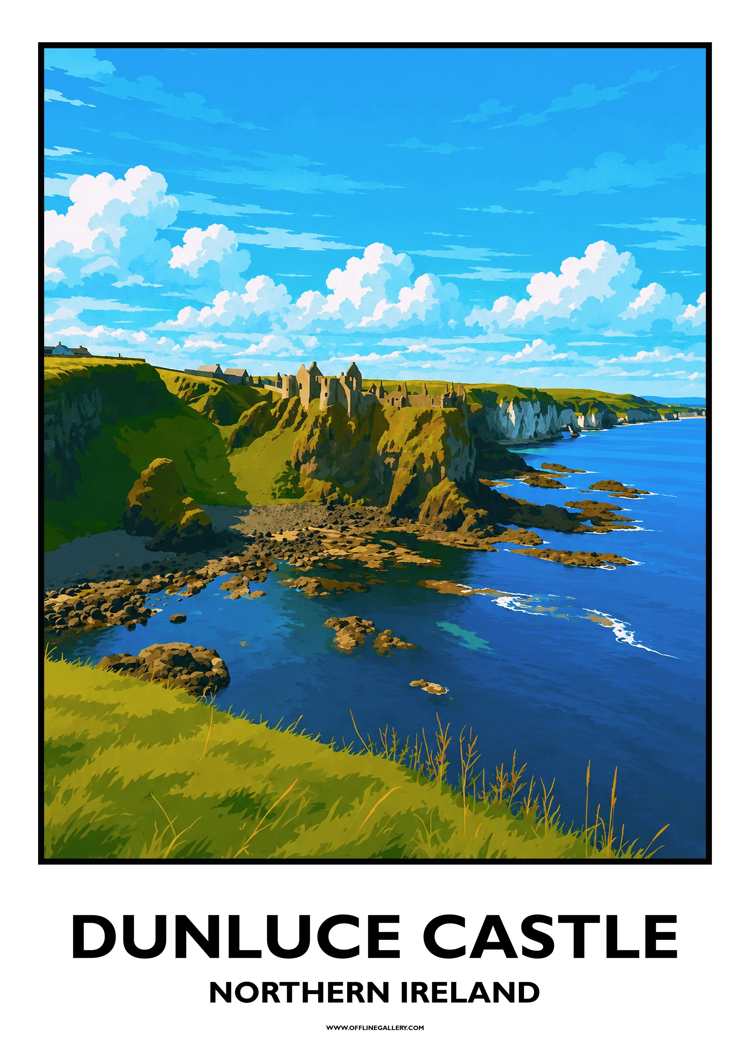  Dunluce Castle - 2 - Offline Travel Poster  Prints from: £15.00 