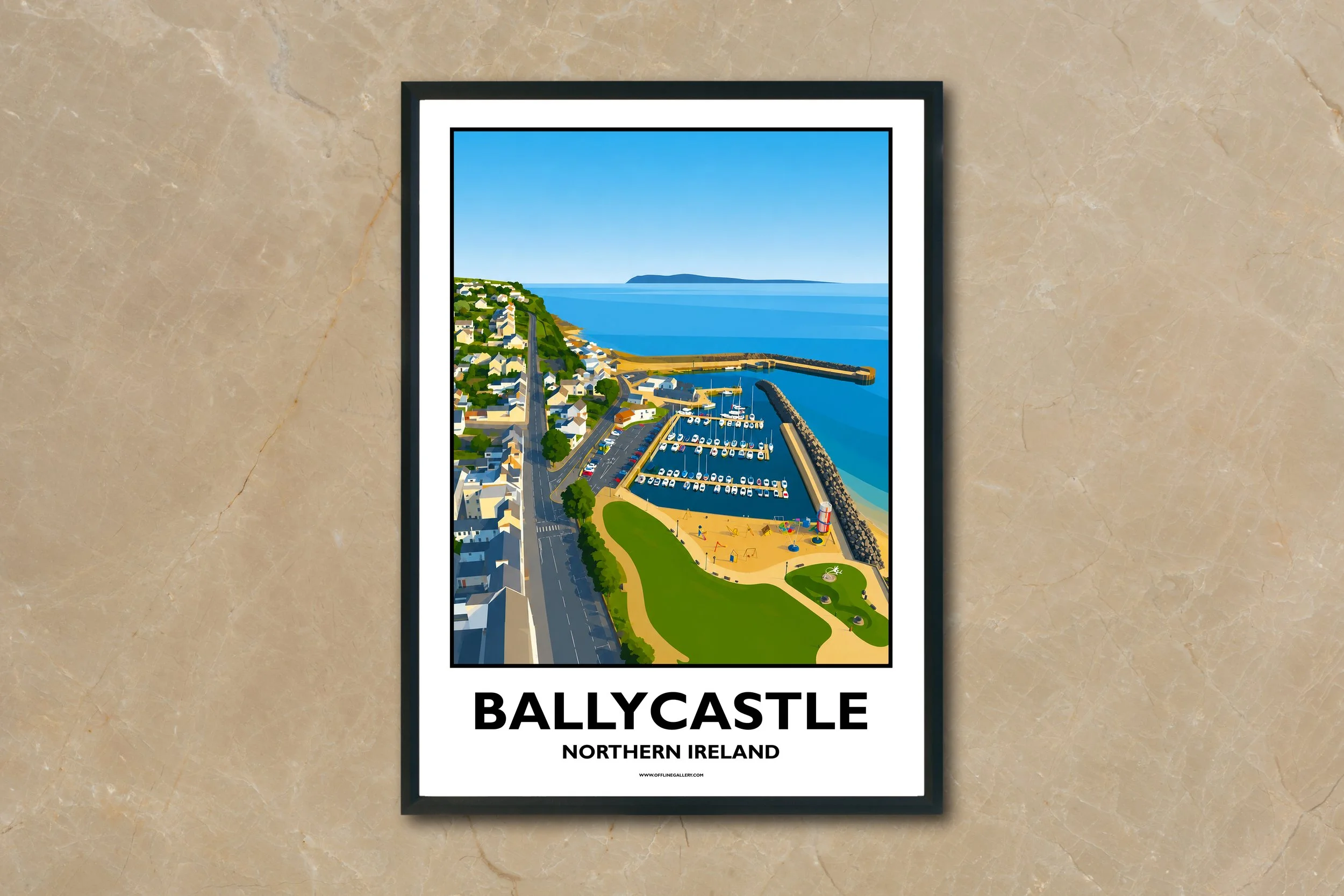 A4.2 - Stunning poster of Ballycastle for sale, perfect for art lovers and collectors. Ideal for home or office, this artwork brings a touch of Northern Ireland's natural charm to any setting.