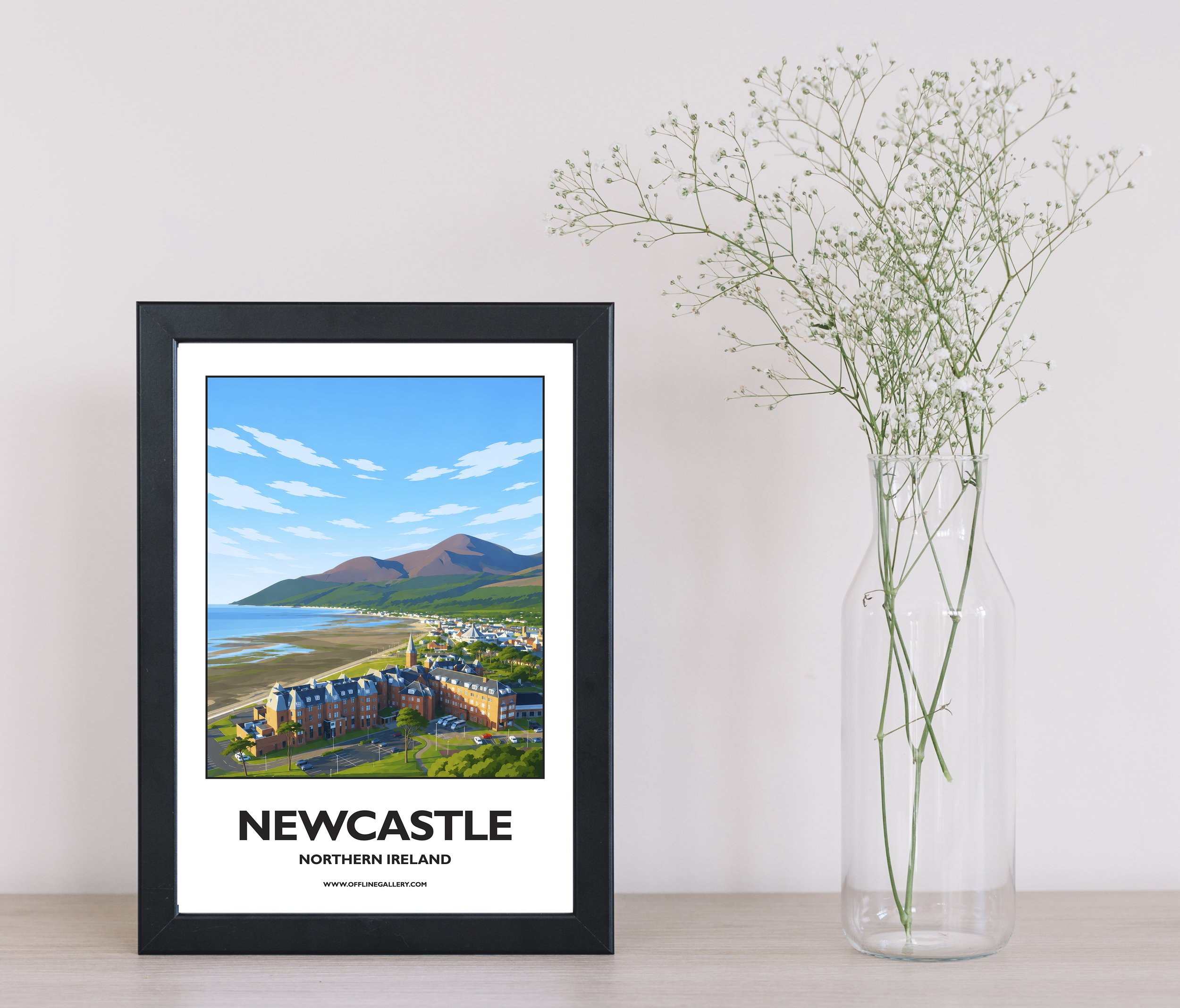 A4.1 - Stunning poster of the Newcastle coast for sale, perfect for art lovers and collectors. Ideal for home or office, this artwork brings a touch of Northern Ireland's natural charm to any setting.