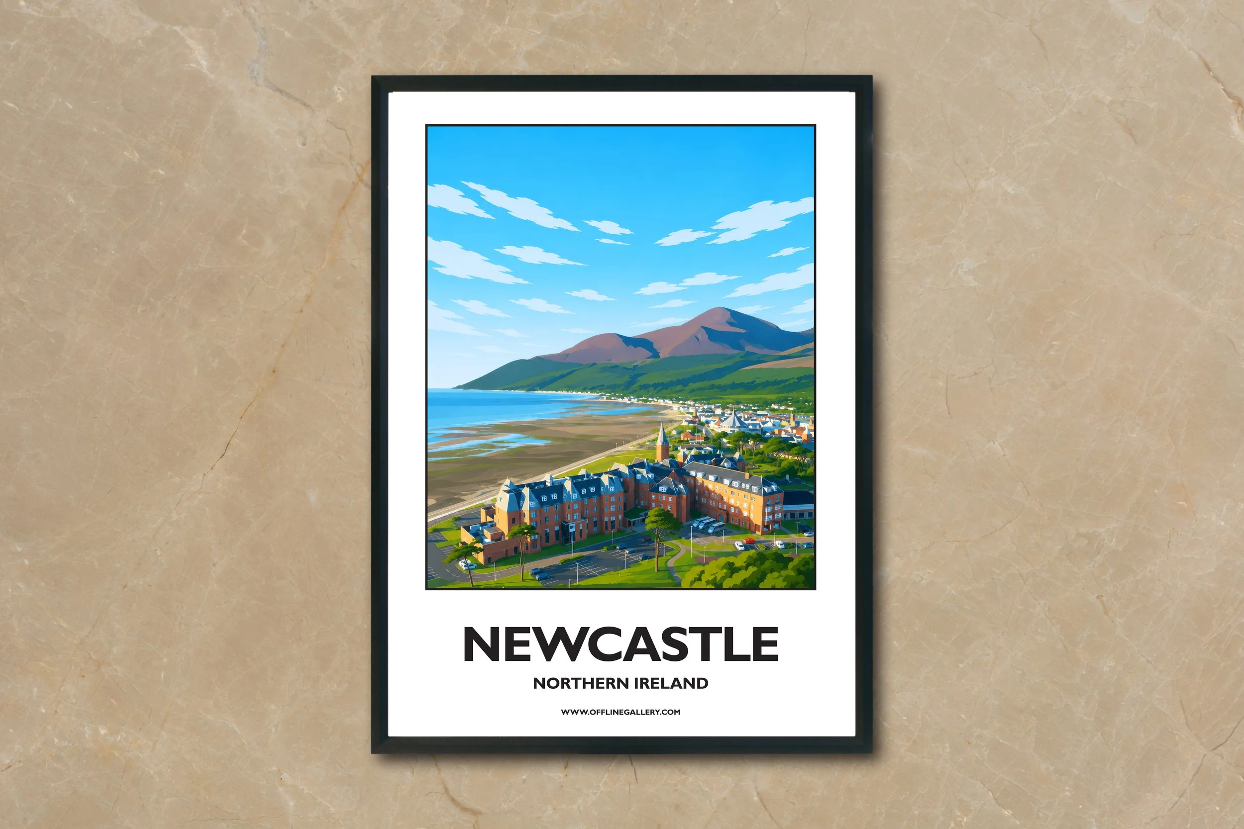 A4.2 - Stunning poster of the Newcastle coast for sale, perfect for art lovers and collectors. Ideal for home or office, this artwork brings a touch of Northern Ireland's natural charm to any setting.