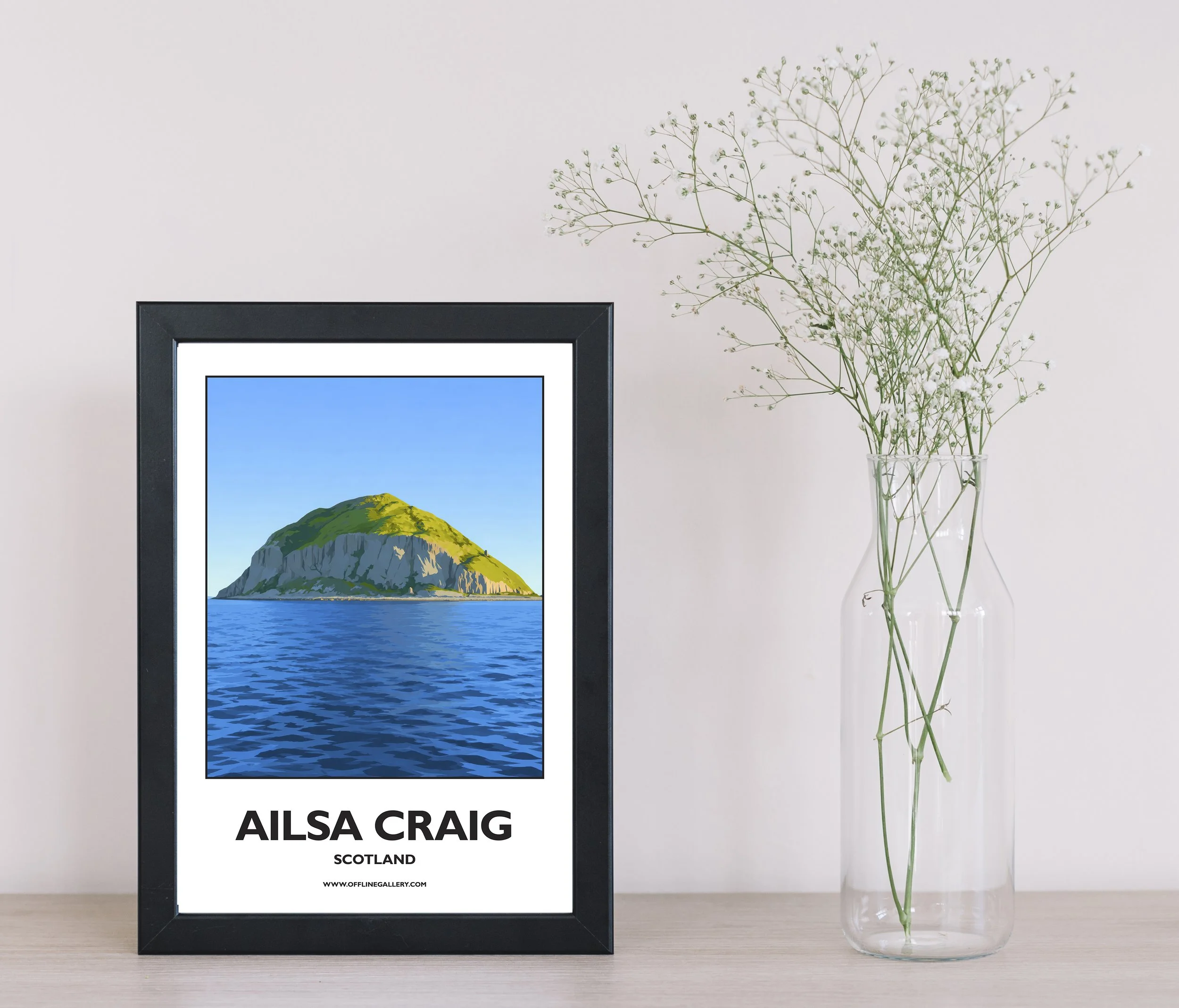 A4.1 - Stunning poster of Ailsa Craig for sale, perfect for art lovers and collectors. Ideal for home or office, this artwork brings a touch of Scotland's natural charm to any setting.
