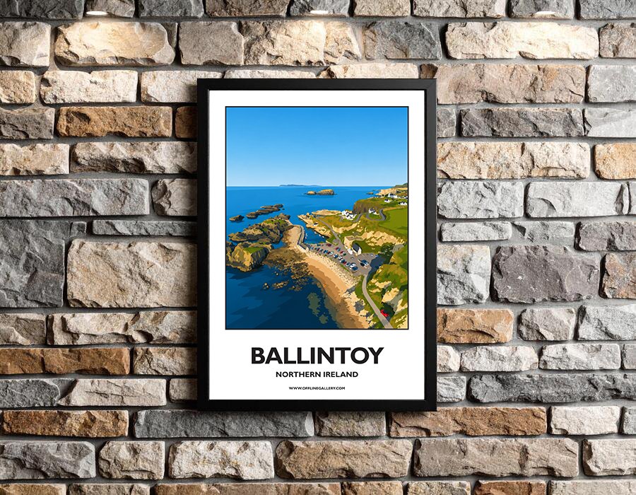 A3.2 - Stunning poster of the Ballintoy coast for sale, perfect for art lovers and collectors. Ideal for home or office, this artwork brings a touch of Northern Ireland's natural charm to any setting.