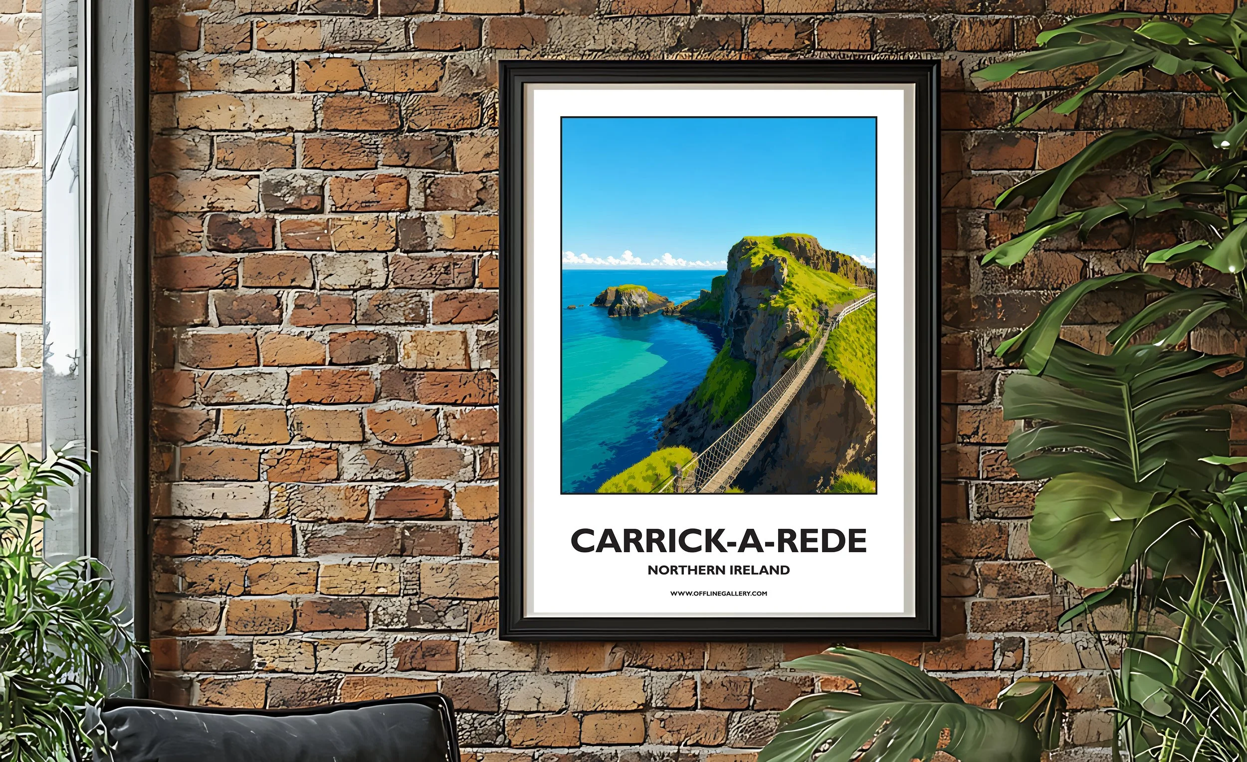 A2.2 - Poster of Carrick-a-Rede Rope Bridge for sale, perfect for art lovers and collectors. Ideal for home or office, this artwork brings Northern Ireland's natural charm to any setting.