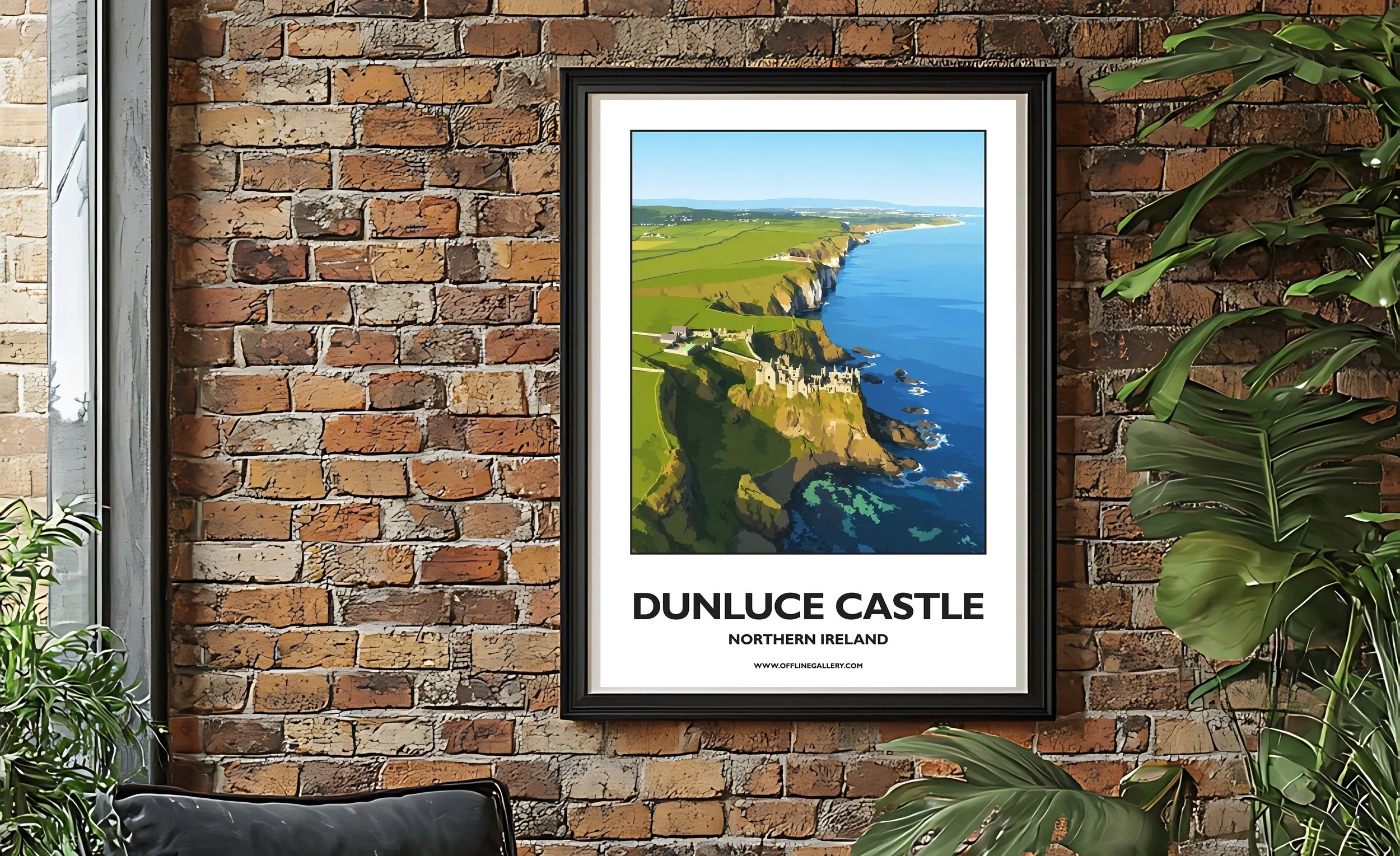 A2.2 - Stunning poster of Dunluce Castle for sale, perfect for art lovers and collectors. Ideal for home or office, this artwork brings a touch of Northern Ireland's natural charm to any setting.