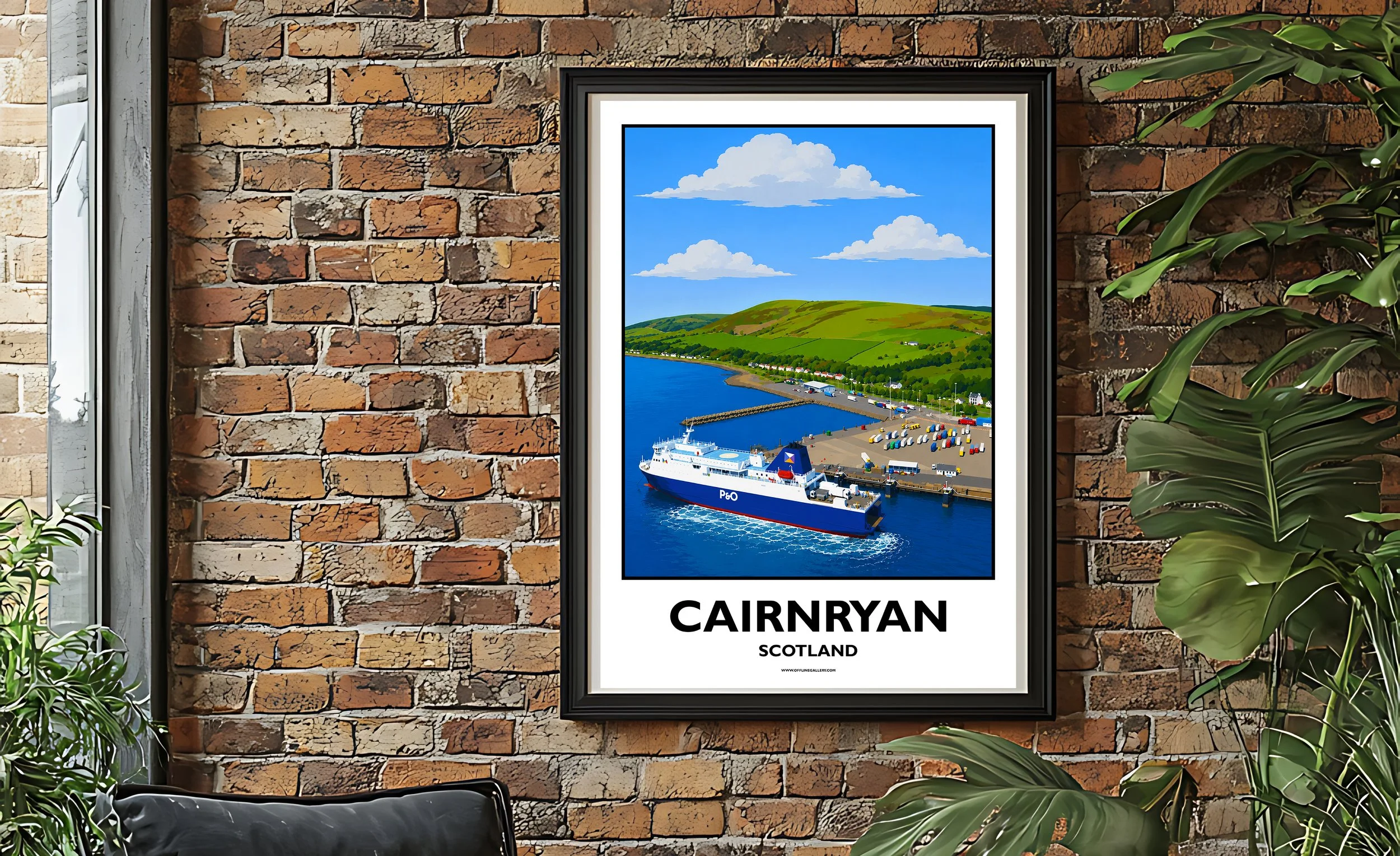 A2.2 - Stunning poster of Cairnryan Port for sale, perfect for art lovers and collectors. Ideal for home or office, this artwork brings a touch of Scotland's natural charm to any setting.