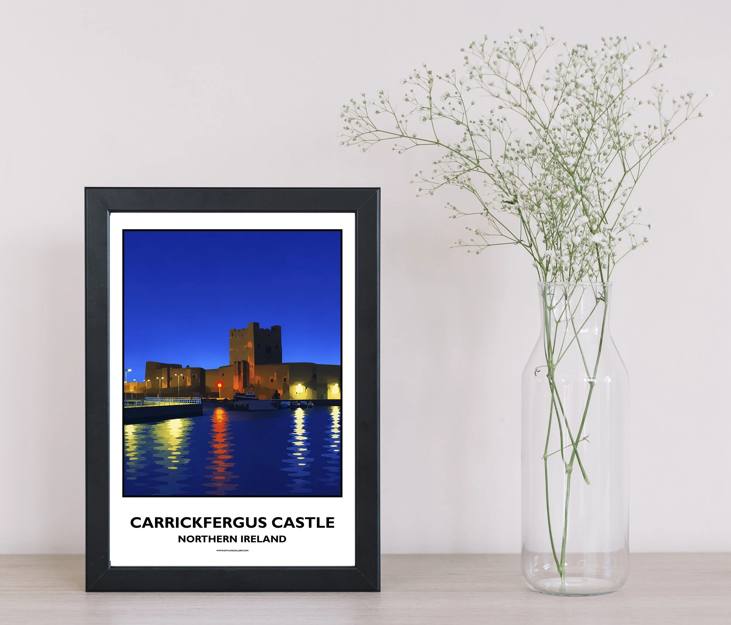 A4.1 - Stunning poster of Carrickfergus Castle for sale, perfect for art lovers and collectors. Ideal for home or office, this artwork brings Northern Ireland's natural charm to any setting.