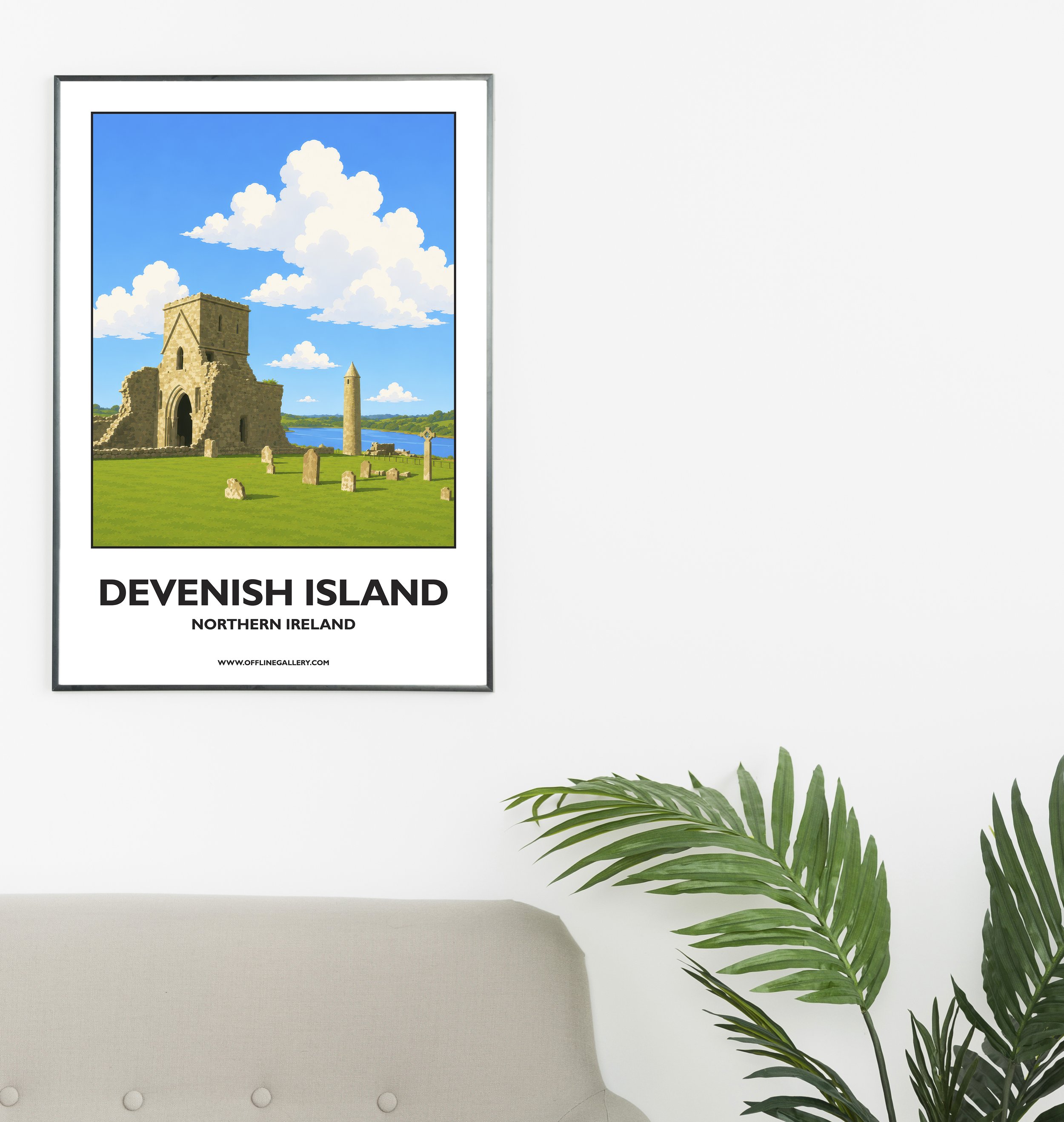 A2.1 - Beautiful poster of historic Devenish Island for sale, perfect for art lovers and collectors. This artwork brings the beauty of Northern Ireland to any setting, home or office.