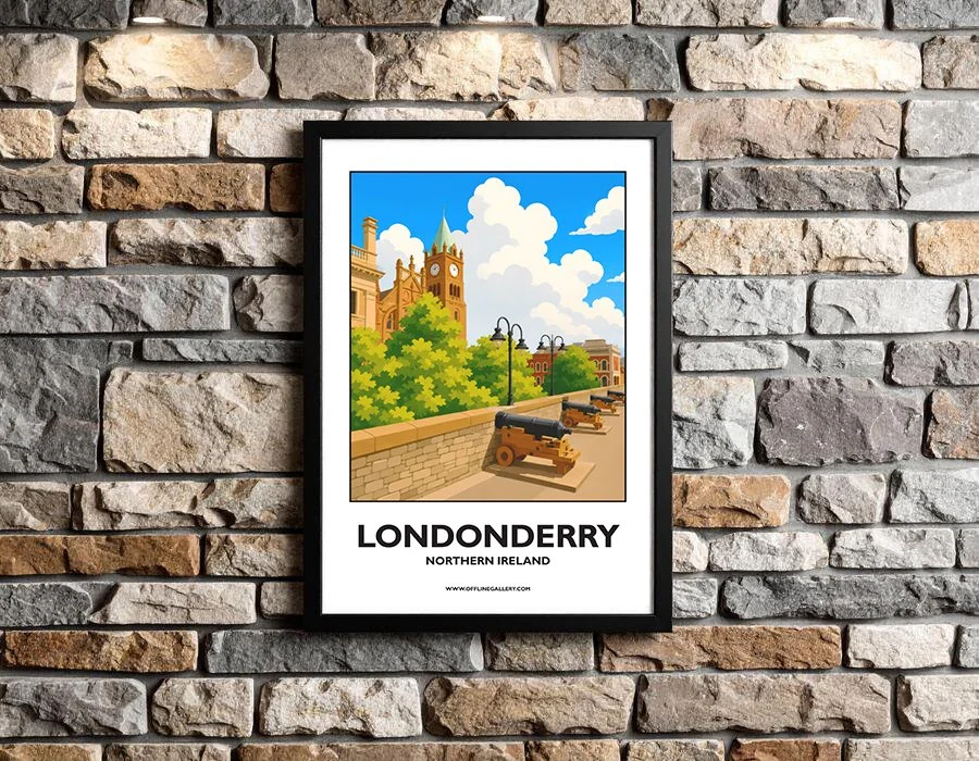 A3.2 - Stunning poster of Londonderry for sale, perfect for art lovers and collectors. Ideal for home or office, this artwork brings a touch of Northern Ireland's natural beauty to any setting.