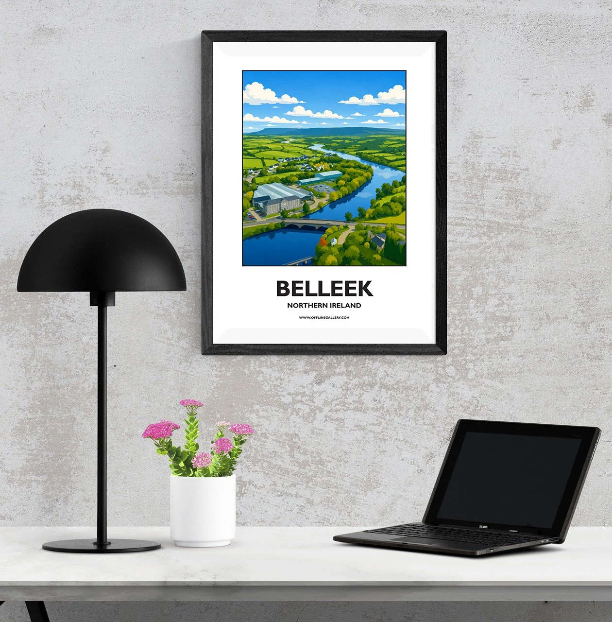 A3.1- Stunning poster of Belleek for sale, perfect for art lovers and collectors. Ideal for home or office, this artwork brings a touch of Northern Ireland's natural charm to any setting.