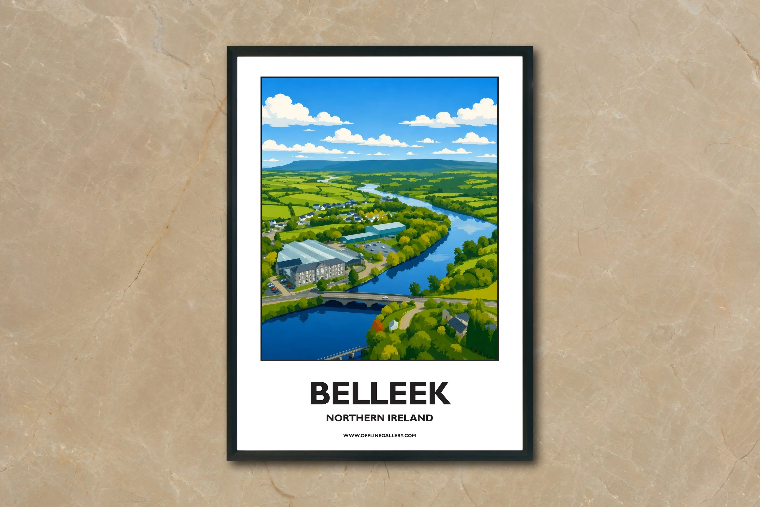 A4.2- Stunning poster of Belleek for sale, perfect for art lovers and collectors. Ideal for home or office, this artwork brings a touch of Northern Ireland's natural charm to any setting.