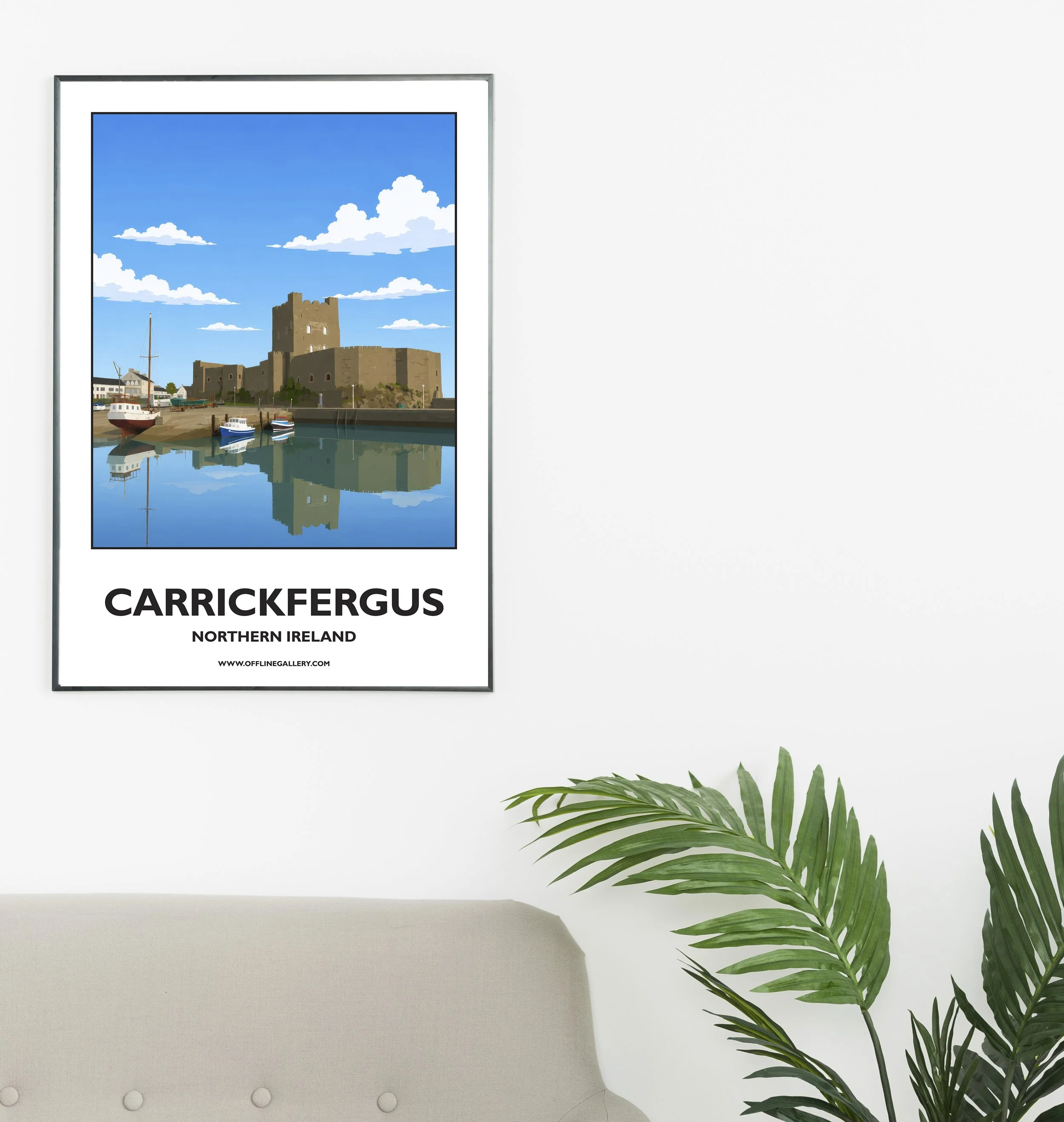 A2.1 - Stunning poster of Carrickfergus Castle for sale, perfect for art lovers and collectors. Ideal for home or office, this artwork brings Northern Ireland's natural charm to any setting.