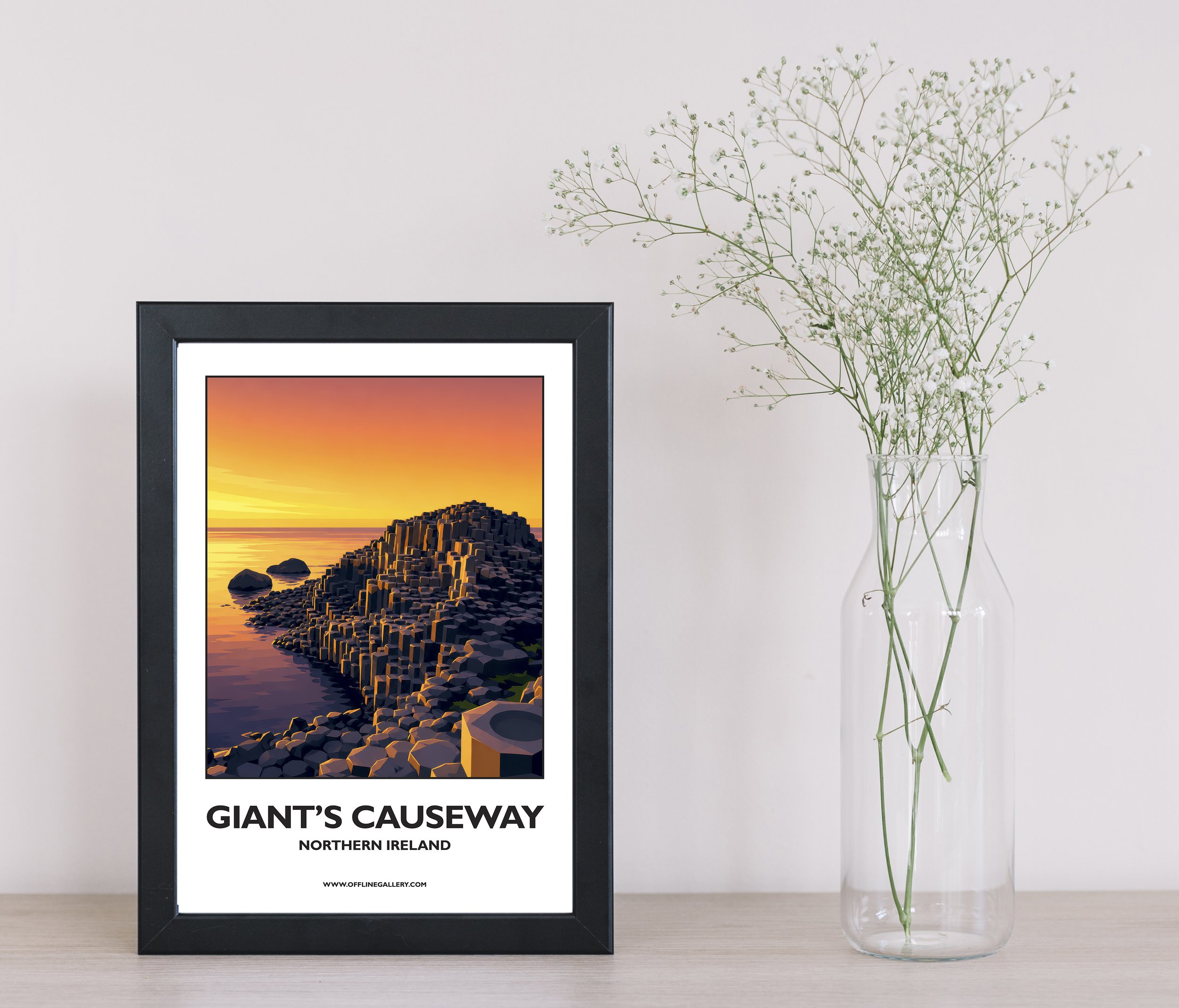 A4.1 - Stunning poster of the iconic Giants Causeway in Antrim for sale, perfect for art lovers and collectors. This artwork brings Northern Ireland to any setting, home or office.