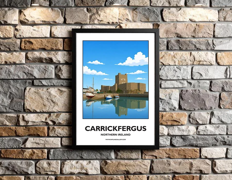 A3.2 - Stunning poster of Carrickfergus Castle for sale, perfect for art lovers and collectors. Ideal for home or office, this artwork brings Northern Ireland's natural charm to any setting.