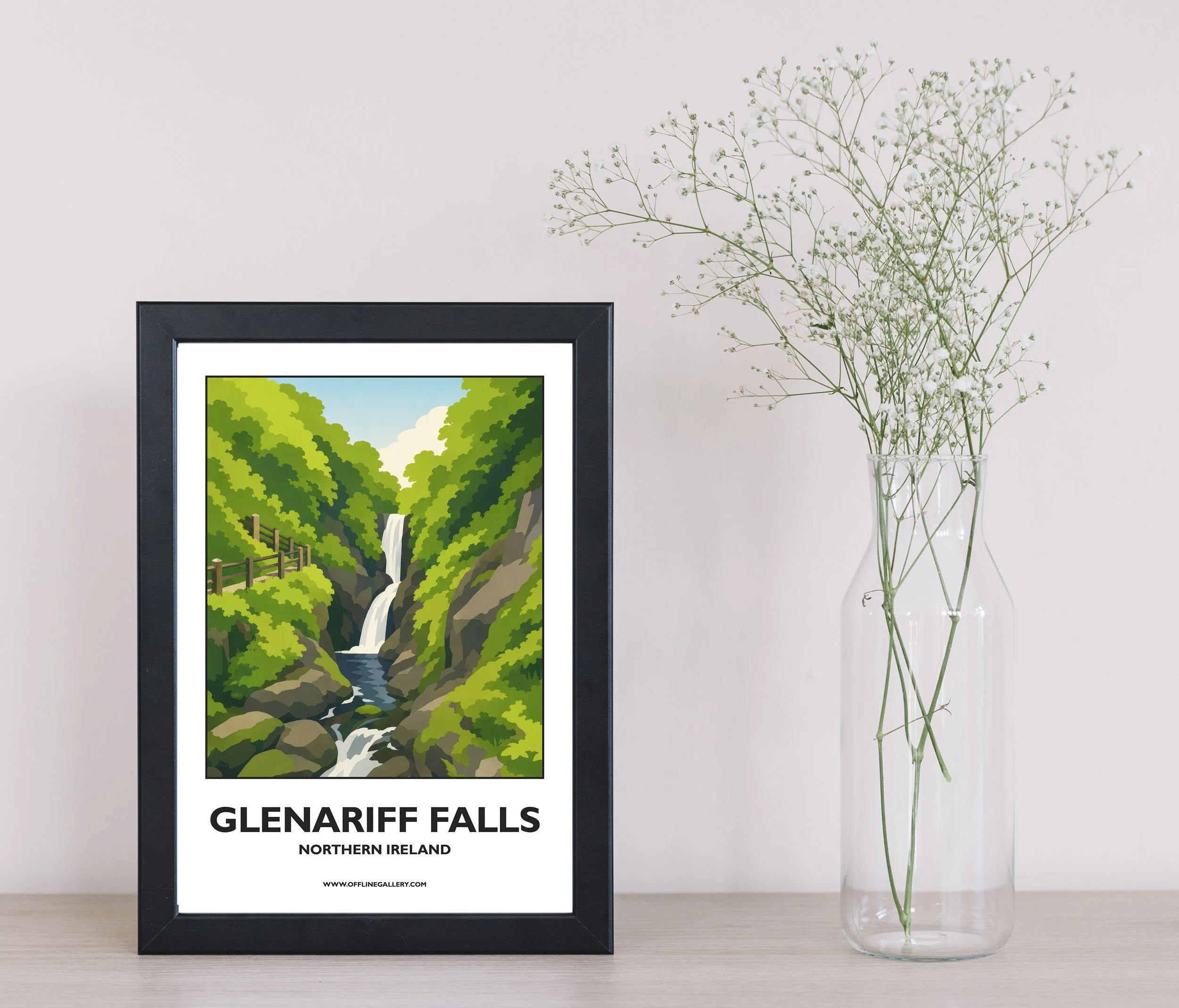 A4.1 - Beautiful poster of historic Glenariff Forest Park for sale, perfect for art lovers and collectors. This artwork brings the beauty of Northern Ireland to any setting, home or office.