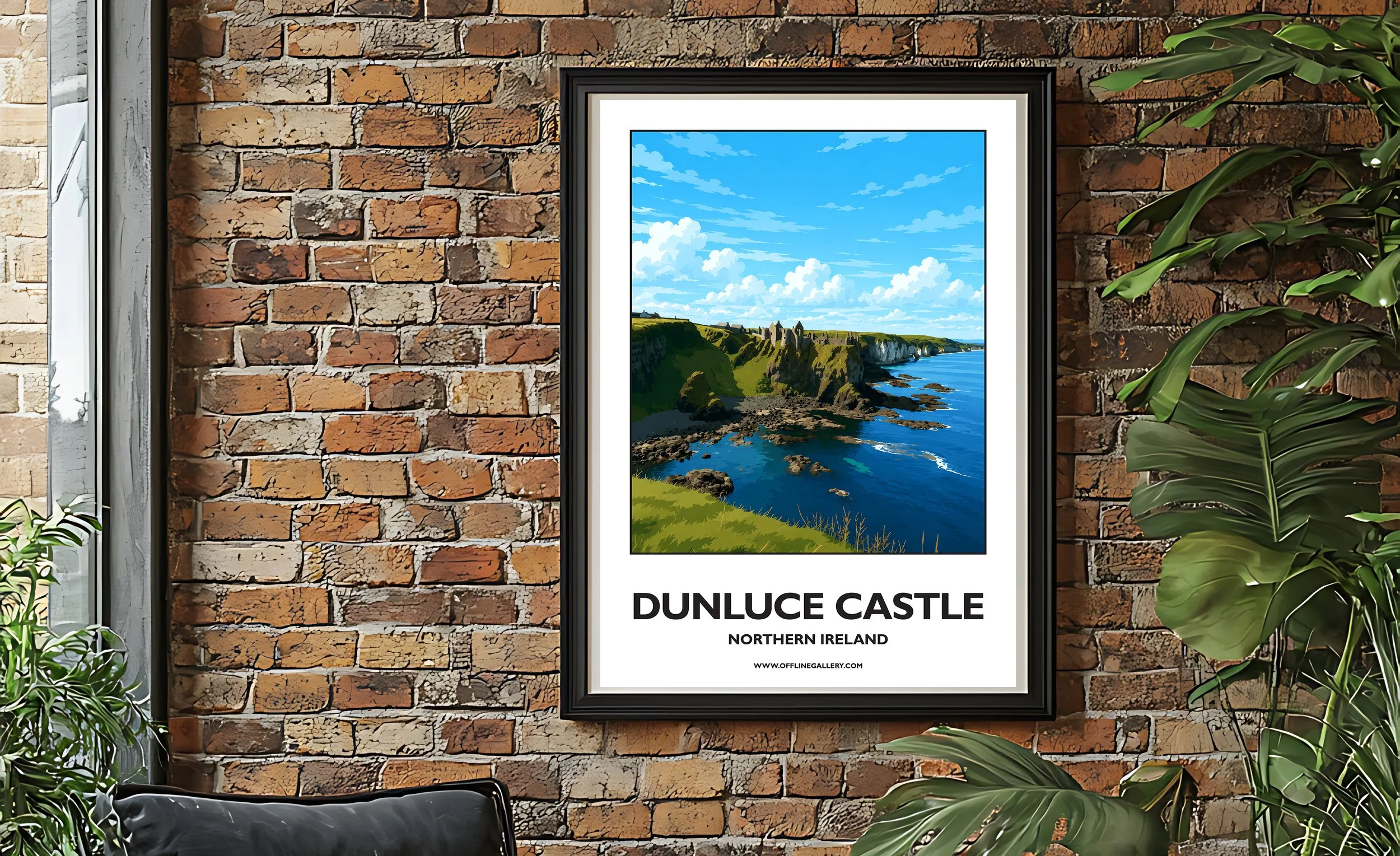 A2.2 - Stunning poster of Dunluce Castle for sale, perfect for art lovers and collectors. Ideal for home or office, this artwork brings a touch of Northern Ireland's natural charm to any setting.