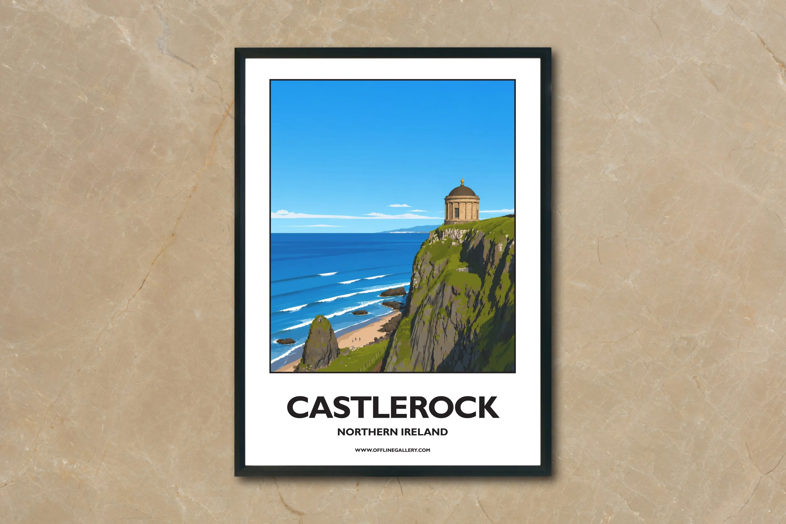 A4.2 - Stunning poster of Castlerock for sale, perfect for art lovers and collectors. Ideal for home or office, this artwork brings a touch of Northern Ireland's natural charm to any setting.