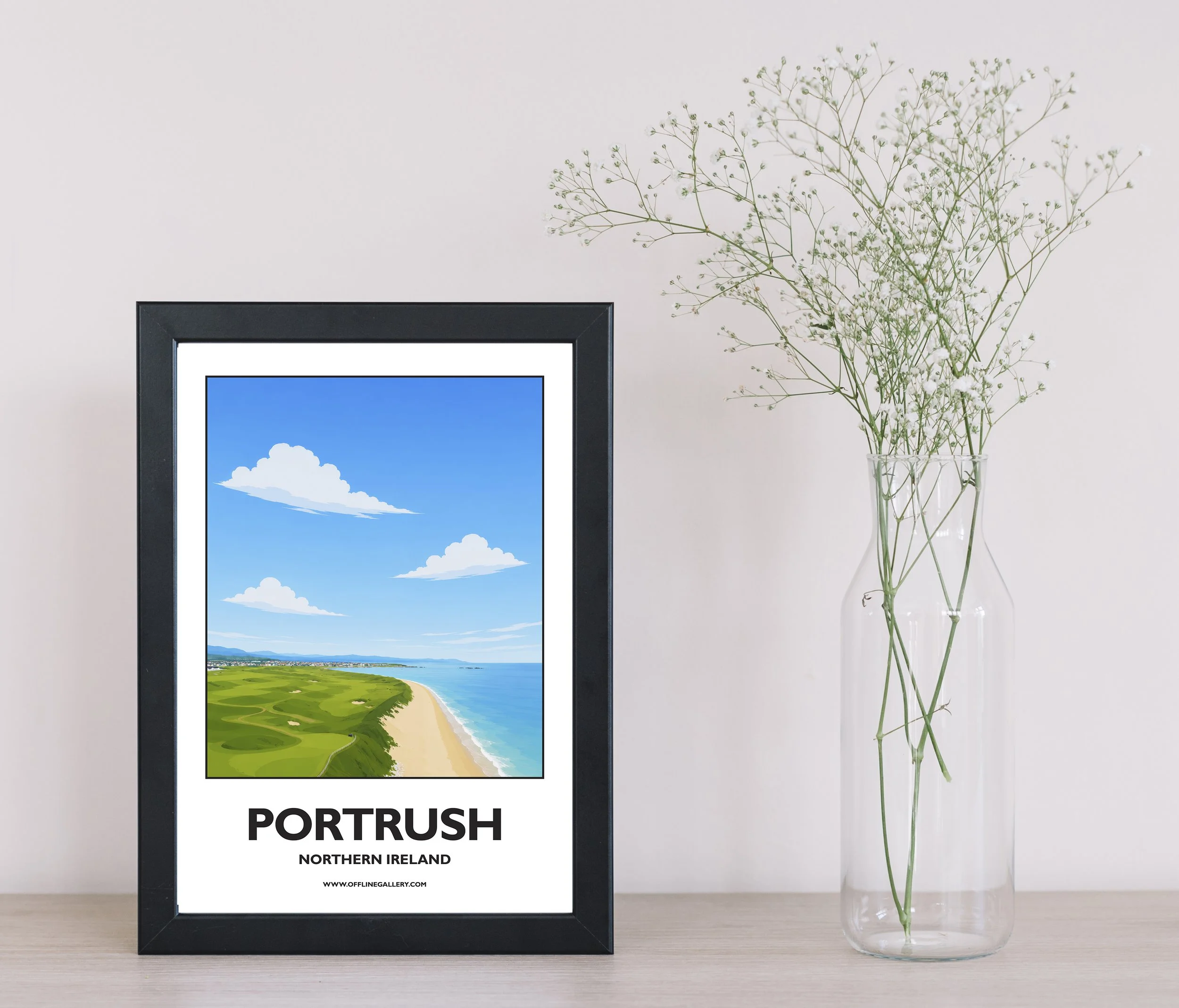 A4.1 - Stunning poster of the Portrush coast for sale, perfect for art lovers and collectors. Ideal for home or office, this artwork brings a touch of Northern Ireland's natural charm to any setting.