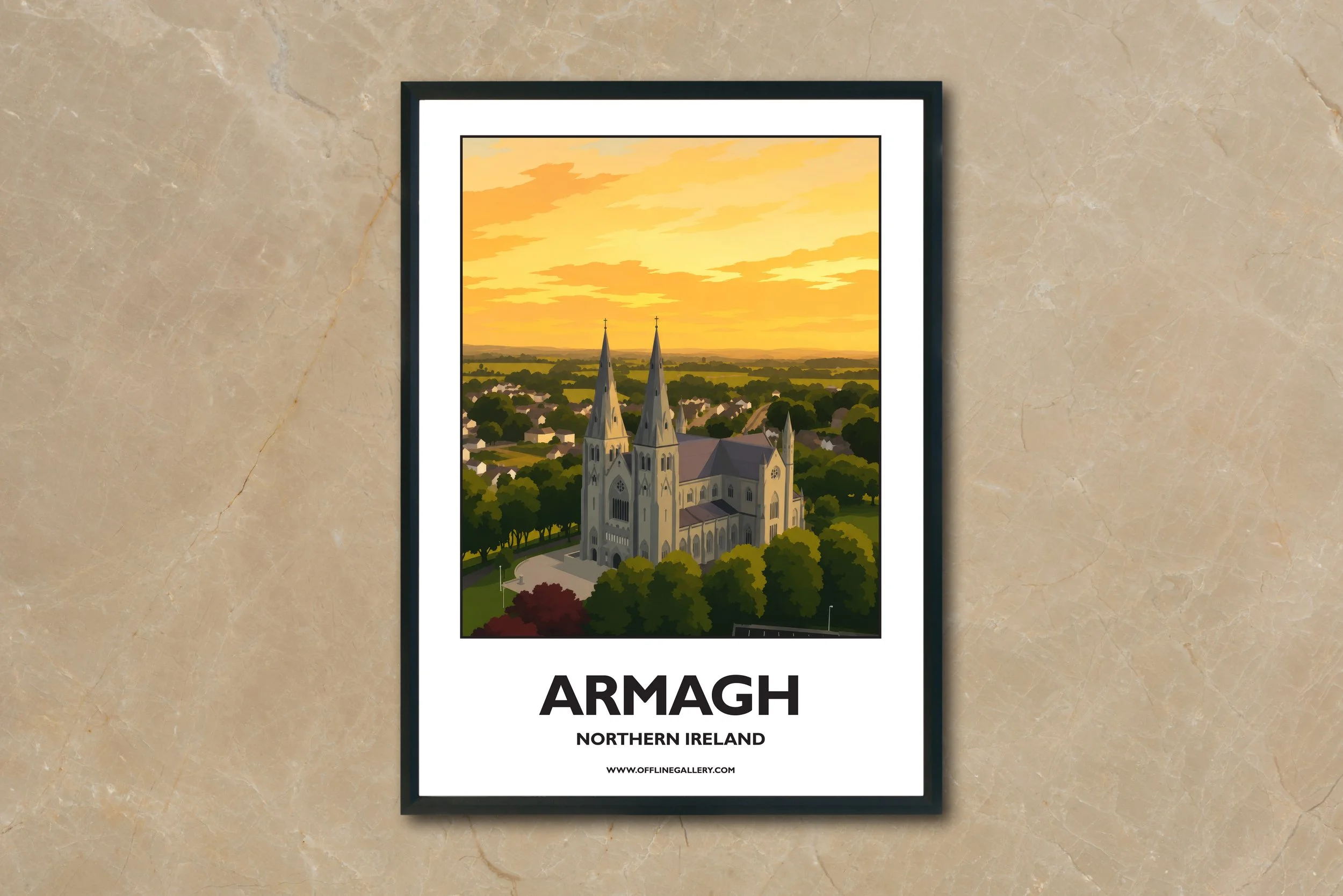 A4.2 - Stunning poster of Armagh for sale, perfect for art lovers and collectors. Ideal for home or office, this artwork brings a touch of Northern Ireland's natural charm to any setting.