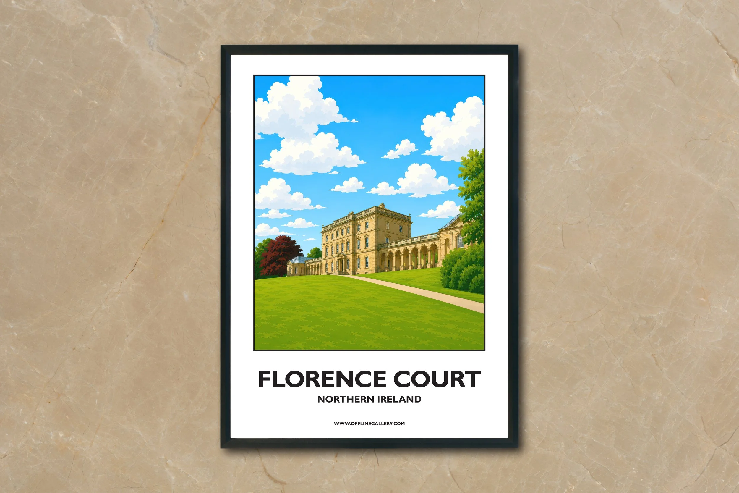 A4.2 - Beautiful poster of historic Florence Court for sale, perfect for art lovers and collectors. This artwork brings the beauty of Northern Ireland to any setting, home or office.