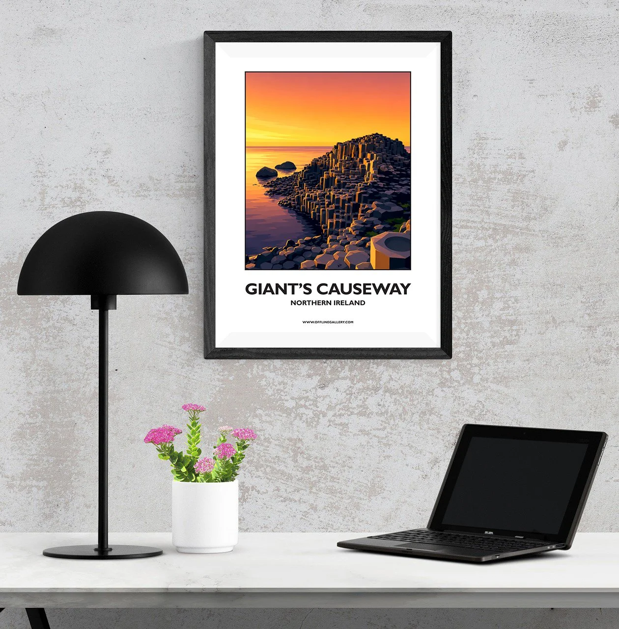 A3.1 - Stunning poster of the iconic Giants Causeway in Antrim for sale, perfect for art lovers and collectors. This artwork brings Northern Ireland to any setting, home or office.