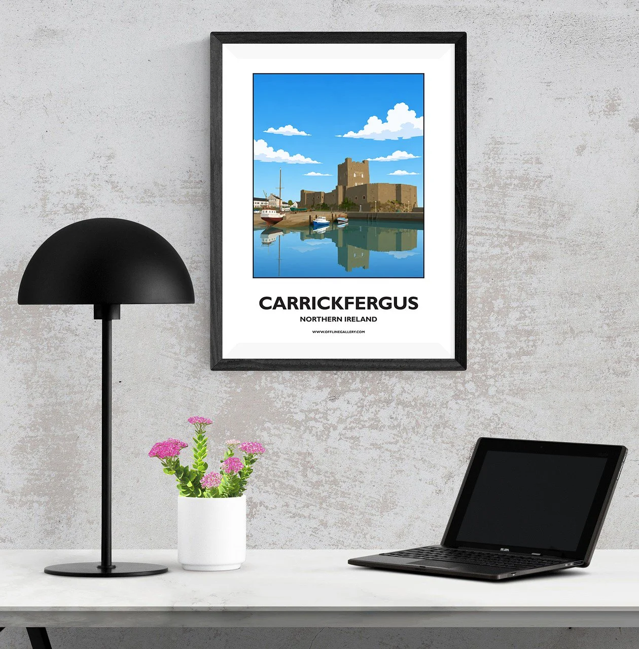 A3.1 - Stunning poster of Carrickfergus Castle for sale, perfect for art lovers and collectors. Ideal for home or office, this artwork brings Northern Ireland's natural charm to any setting.