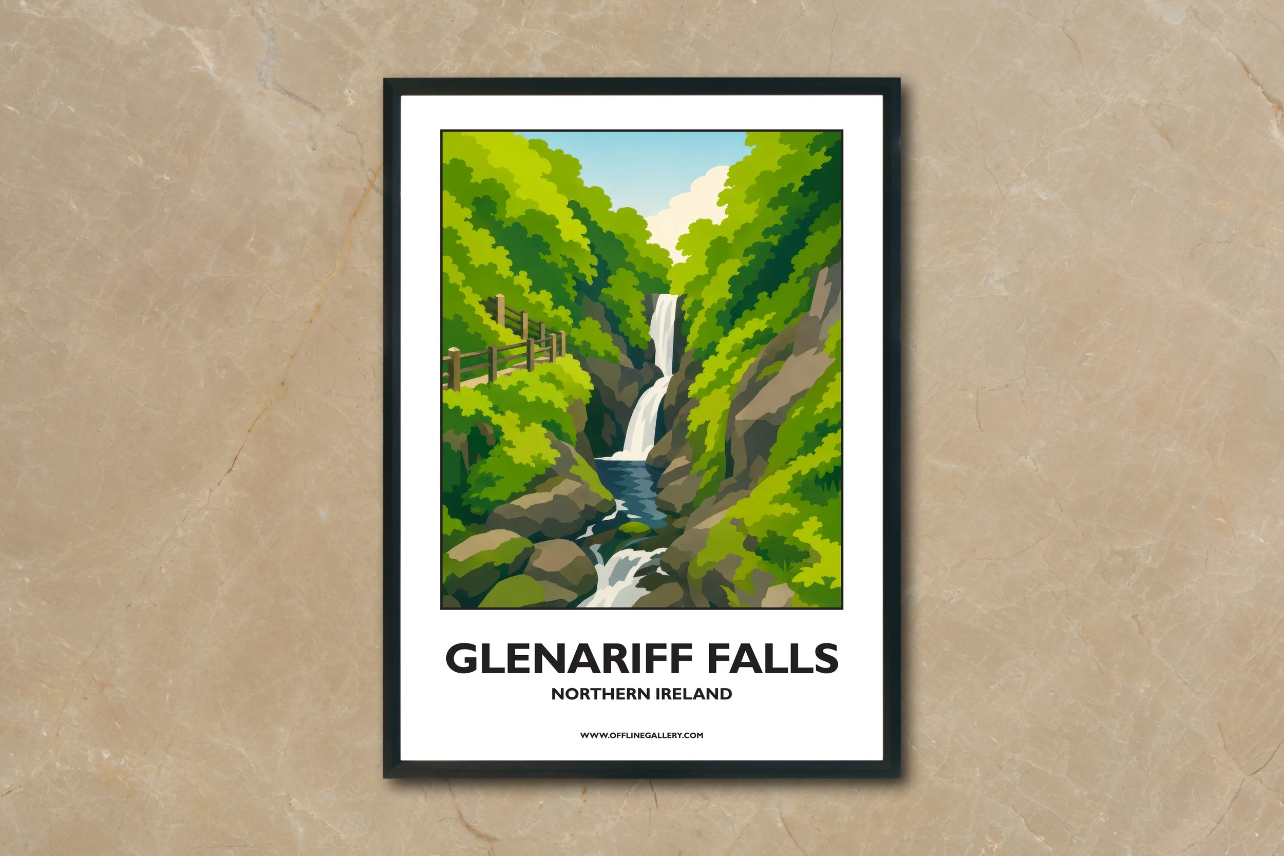 A4.2 - Beautiful poster of historic Glenariff Forest Park for sale, perfect for art lovers and collectors. This artwork brings the beauty of Northern Ireland to any setting, home or office.