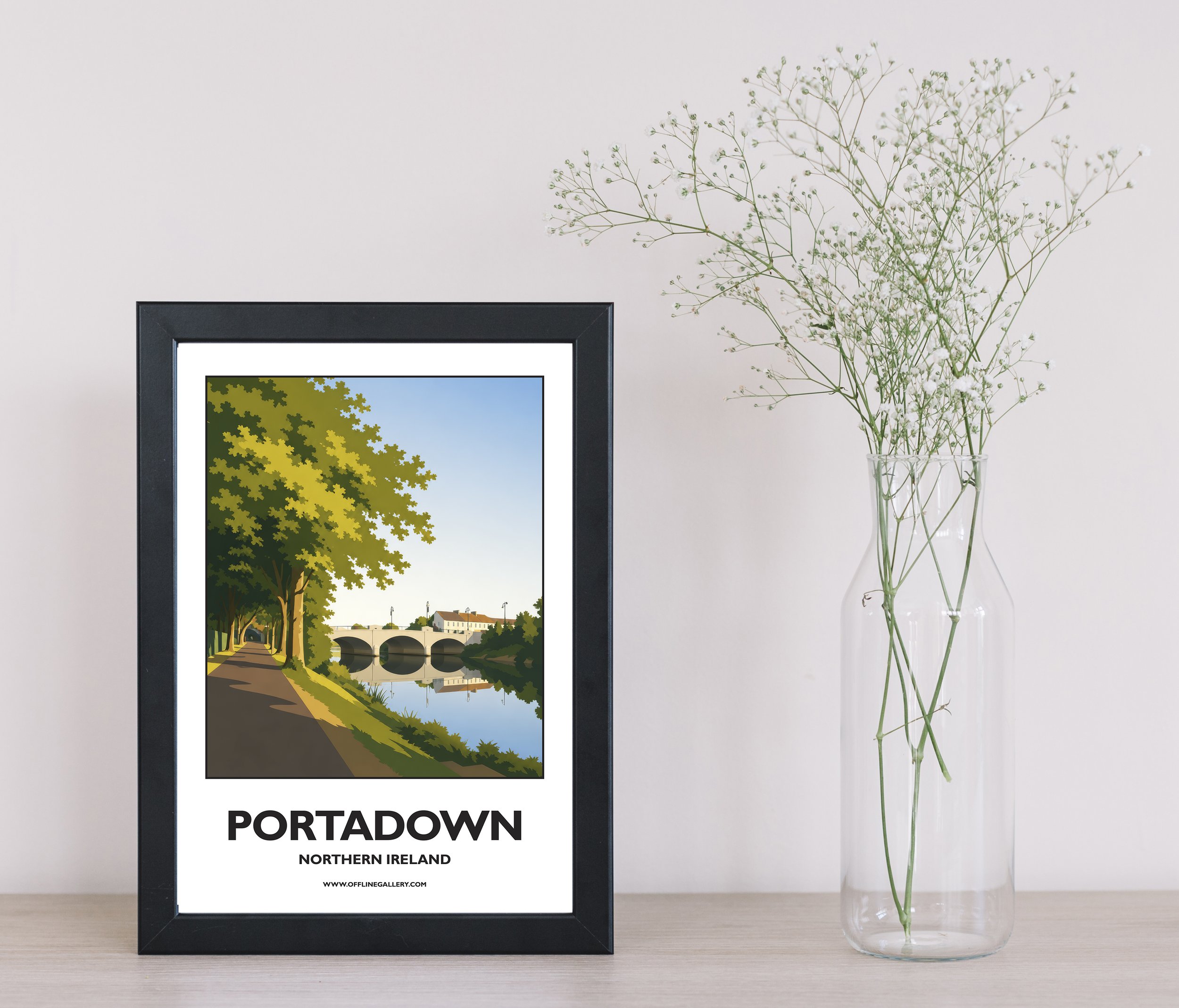 A4.1 - Stunning poster of Portadown for sale, perfect for art lovers and collectors. Ideal for home or office, this artwork brings a touch of Northern Ireland's natural charm to any setting.
