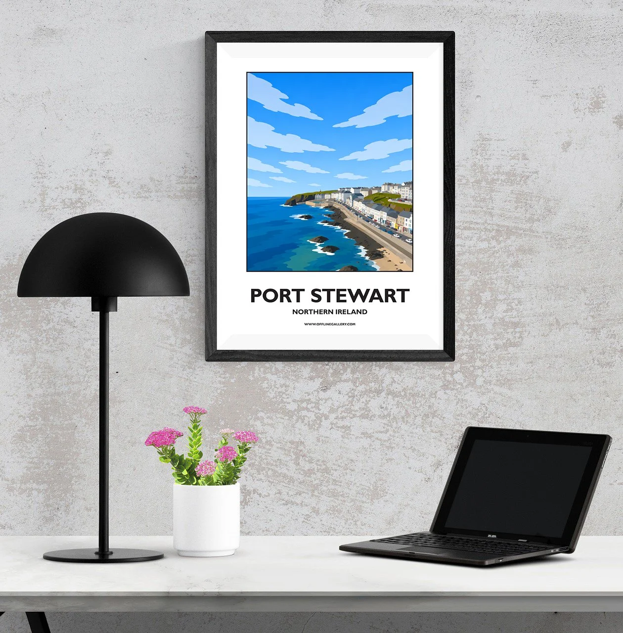 A3.1 - Beautiful poster of the Port Stewart coastline for sale, perfect for art lovers and collectors. Ideal for home or office, this artwork brings a touch of Northern Ireland's charm to any setting.