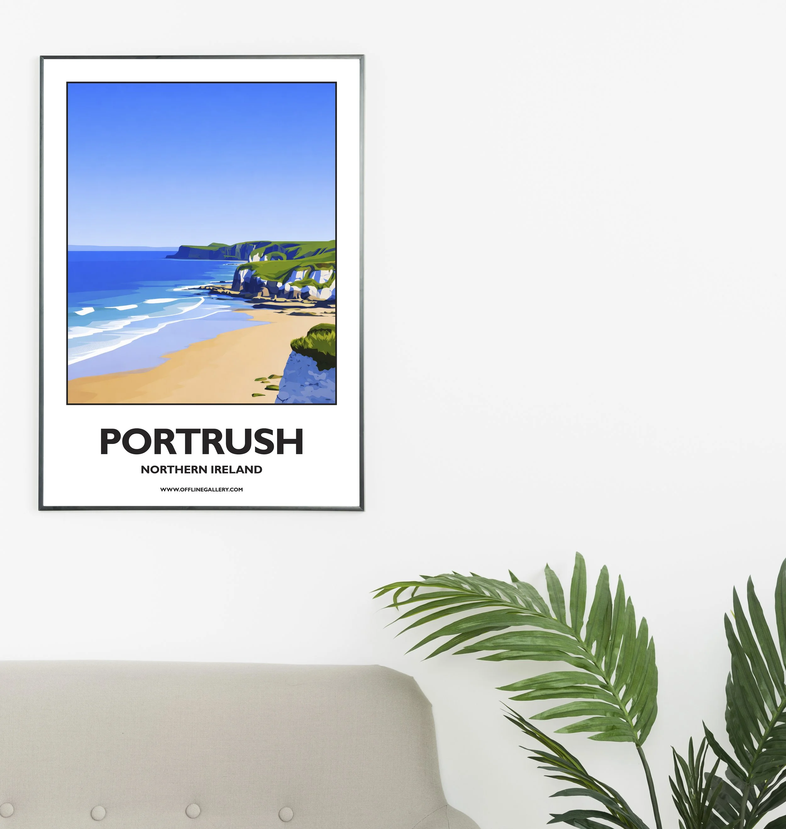 A2.1 - Stunning poster of the Portrush beach for sale, perfect for art lovers and collectors. Ideal for home or office, this artwork brings a touch of Northern Ireland's natural charm to any setting.