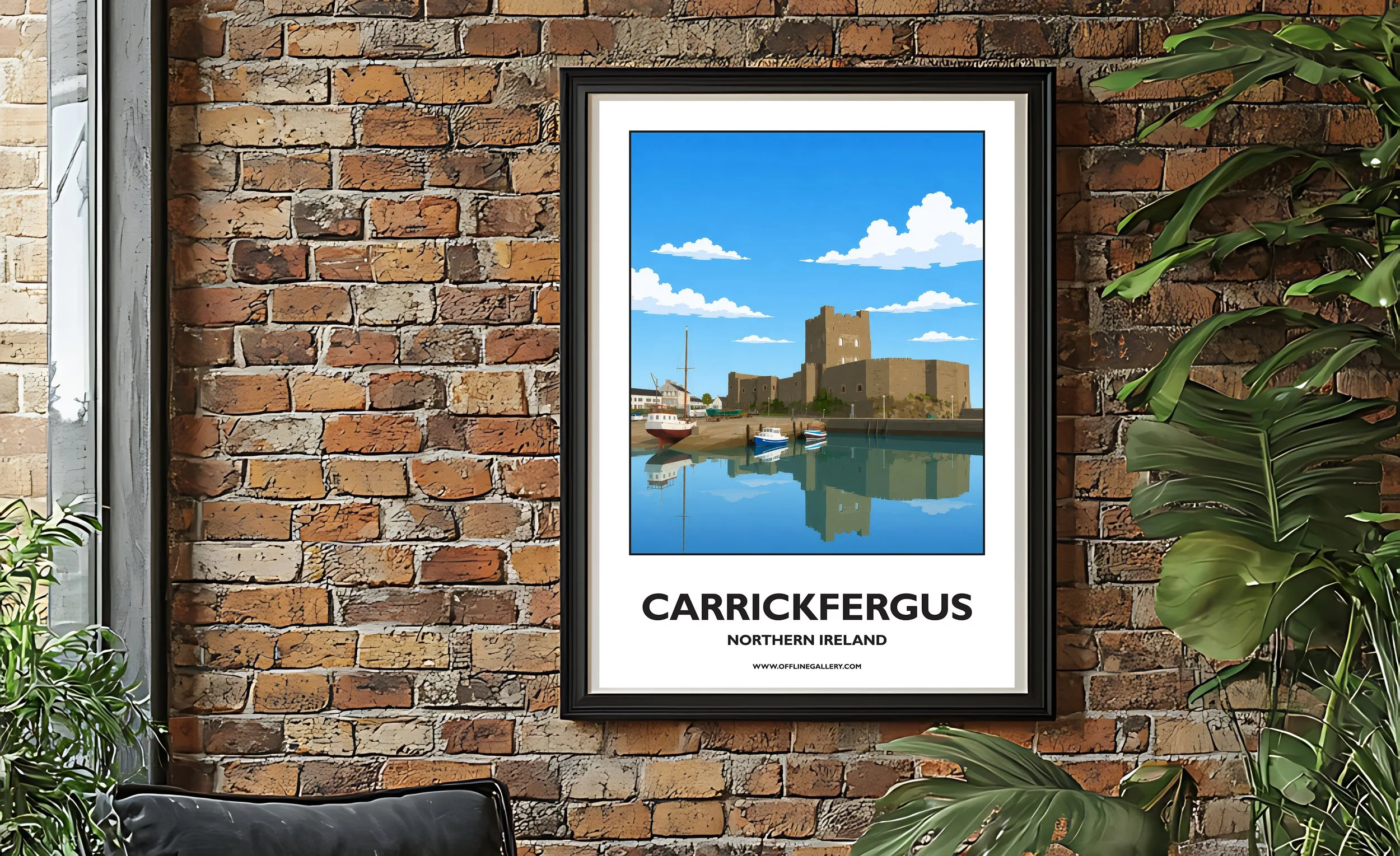 A2.2 - Stunning poster of Carrickfergus Castle for sale, perfect for art lovers and collectors. Ideal for home or office, this artwork brings Northern Ireland's natural charm to any setting.