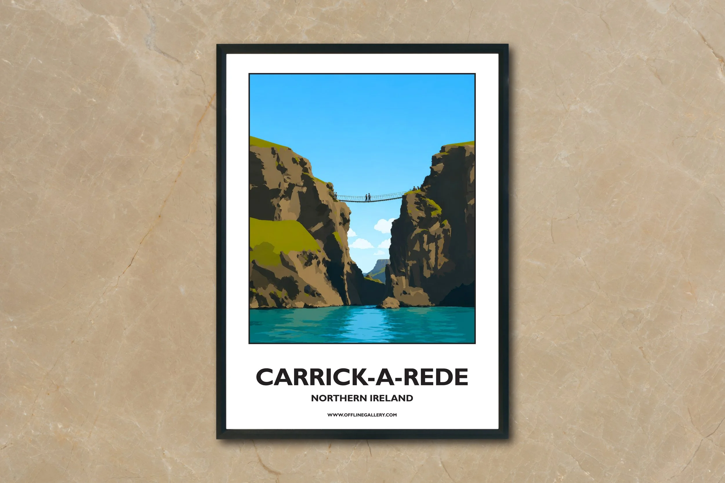 A4.2 - Poster of Carrick-a-Rede Rope Bridge for sale, perfect for art lovers and collectors. Ideal for home or office, this artwork brings Northern Ireland's natural charm to any setting.
