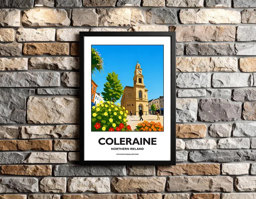 A3.2 - Stunning poster of Coleraine for sale, perfect for art lovers and collectors. Ideal for home or office, this artwork brings a touch of Northern Ireland's natural charm to any setting.