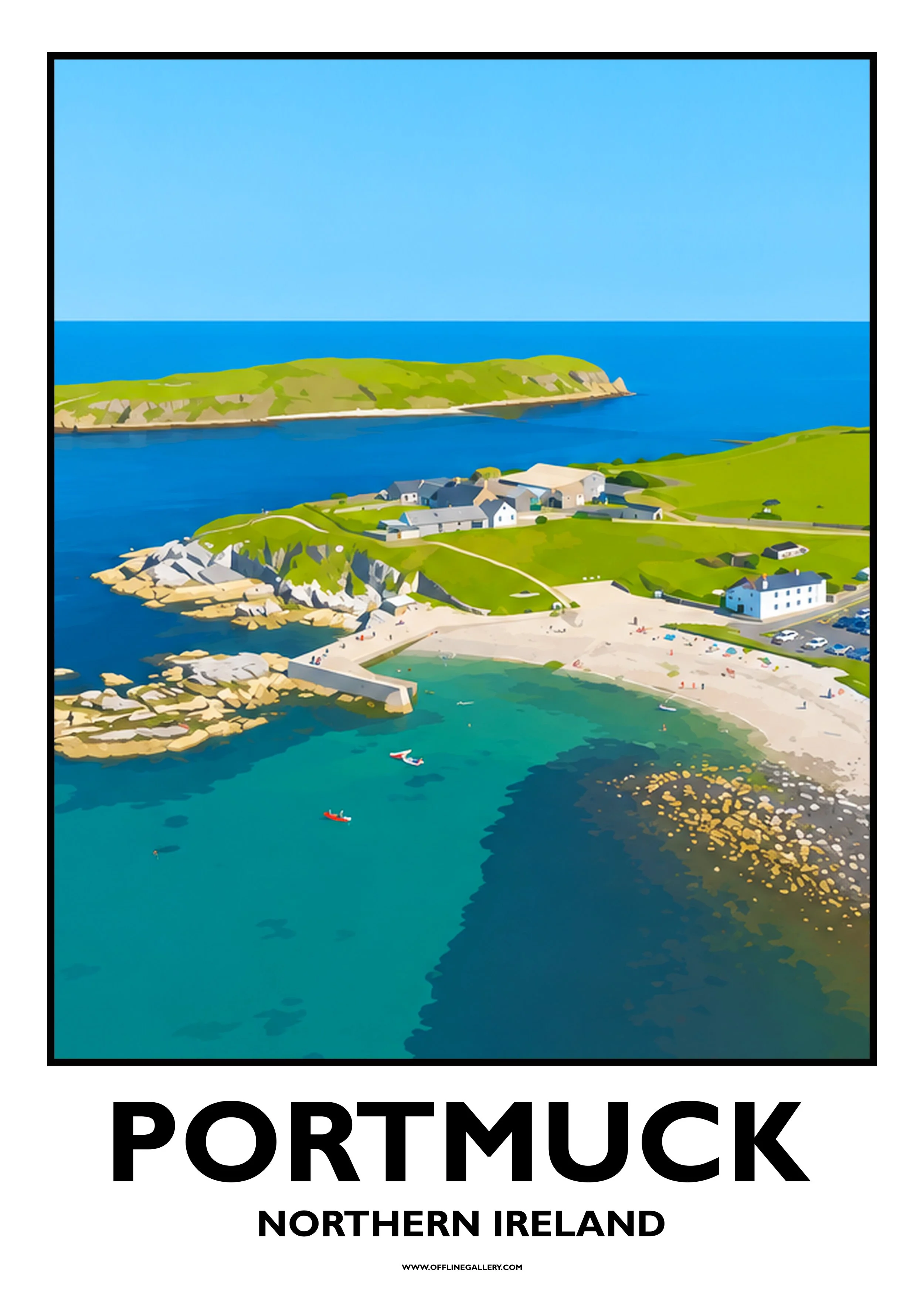  Portmuck - 1 - Offline Travel Poster  Prints from: £15.00 